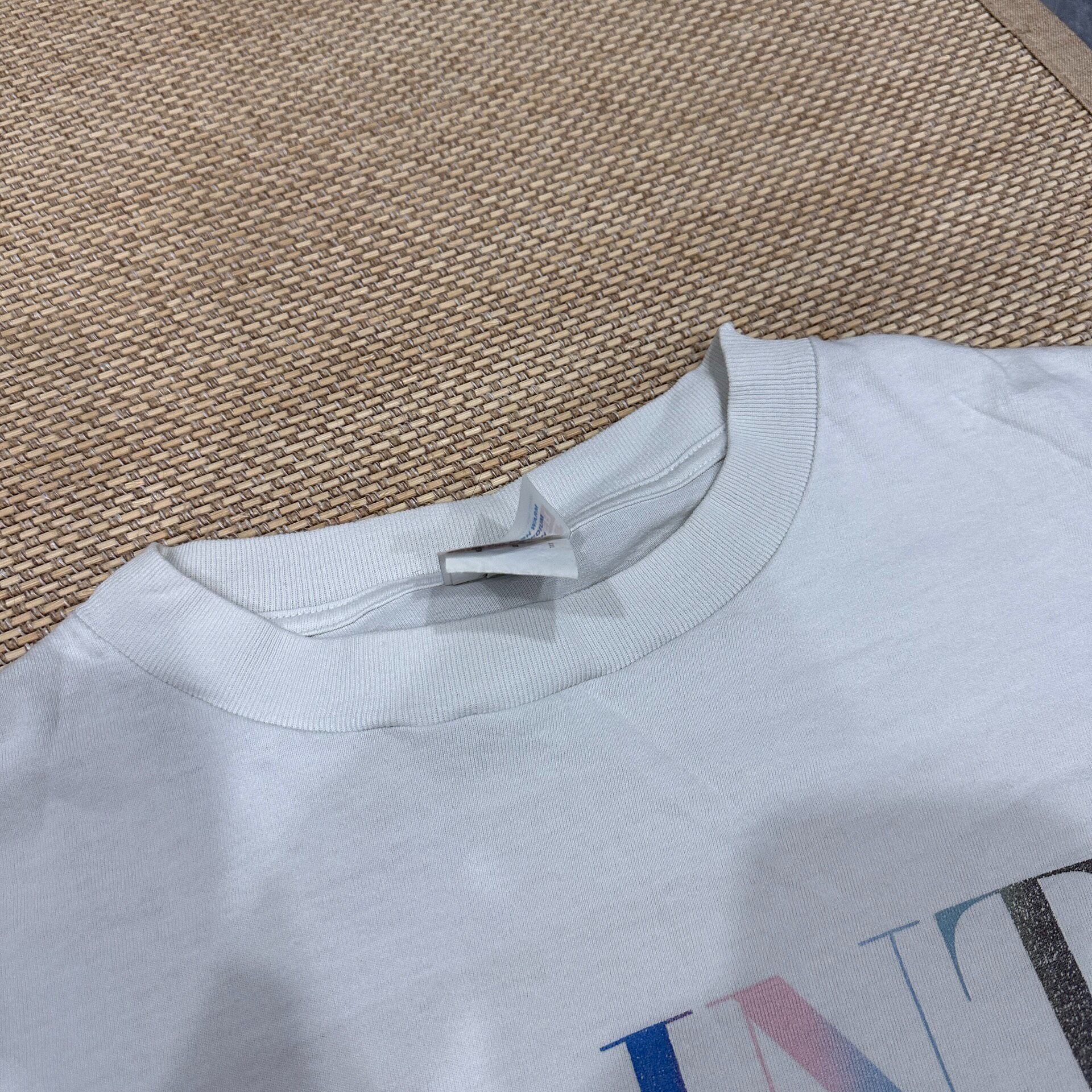 Saint Michael Rainbow Logo White Tee — detail