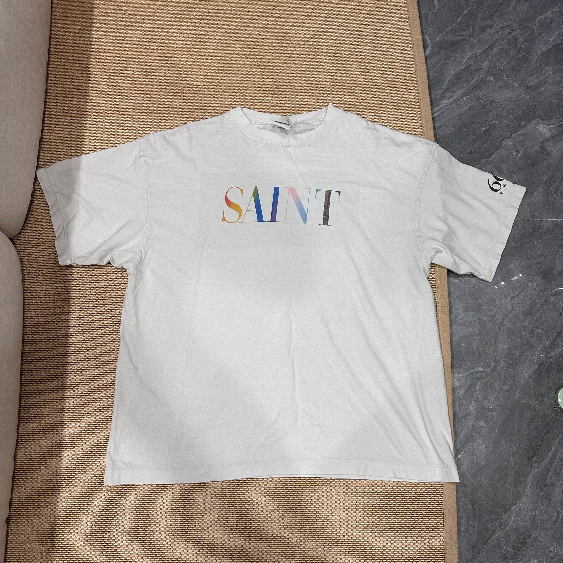 Saint Michael Rainbow Logo White Tee