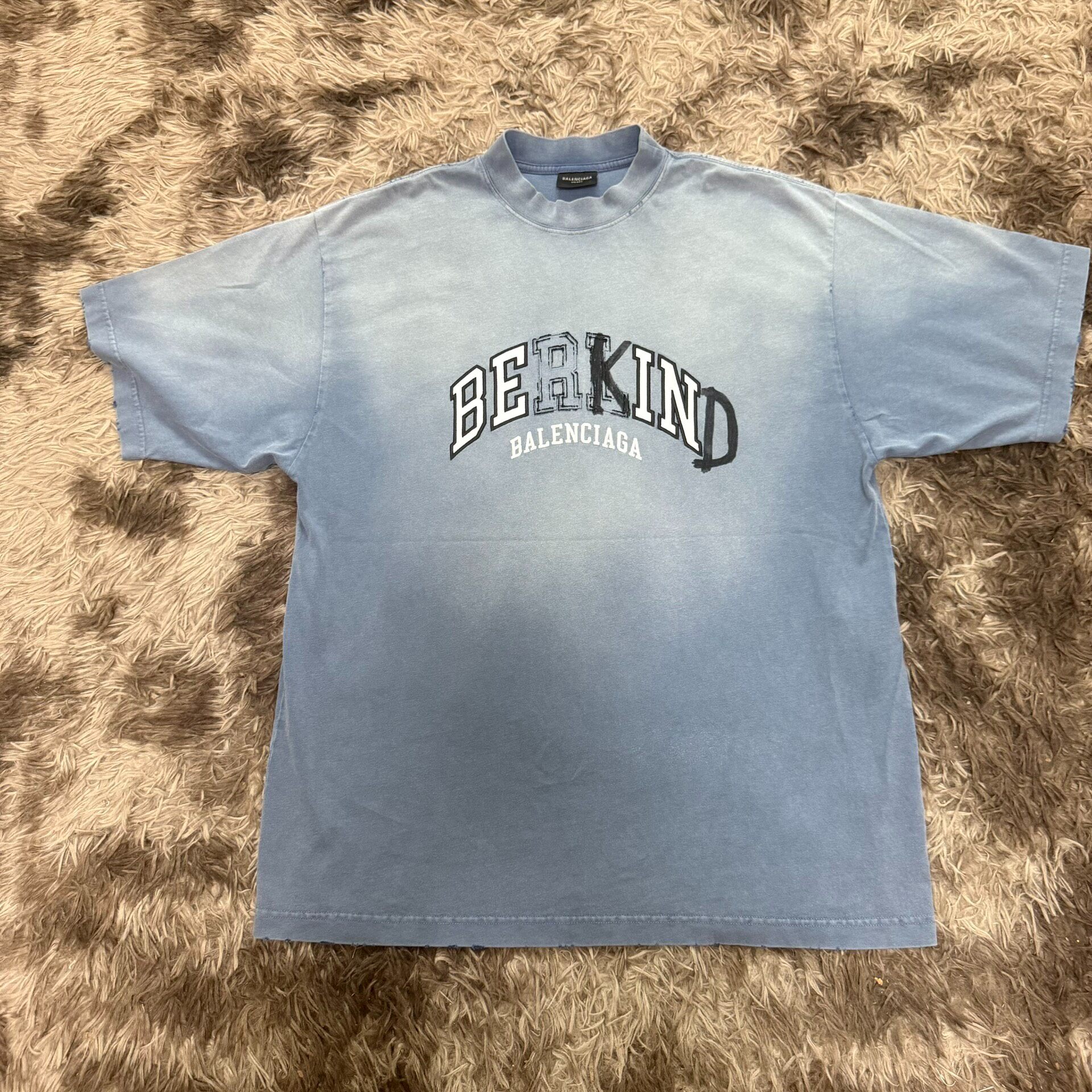 Balenciaga 23ss Be Kind Blue Tee