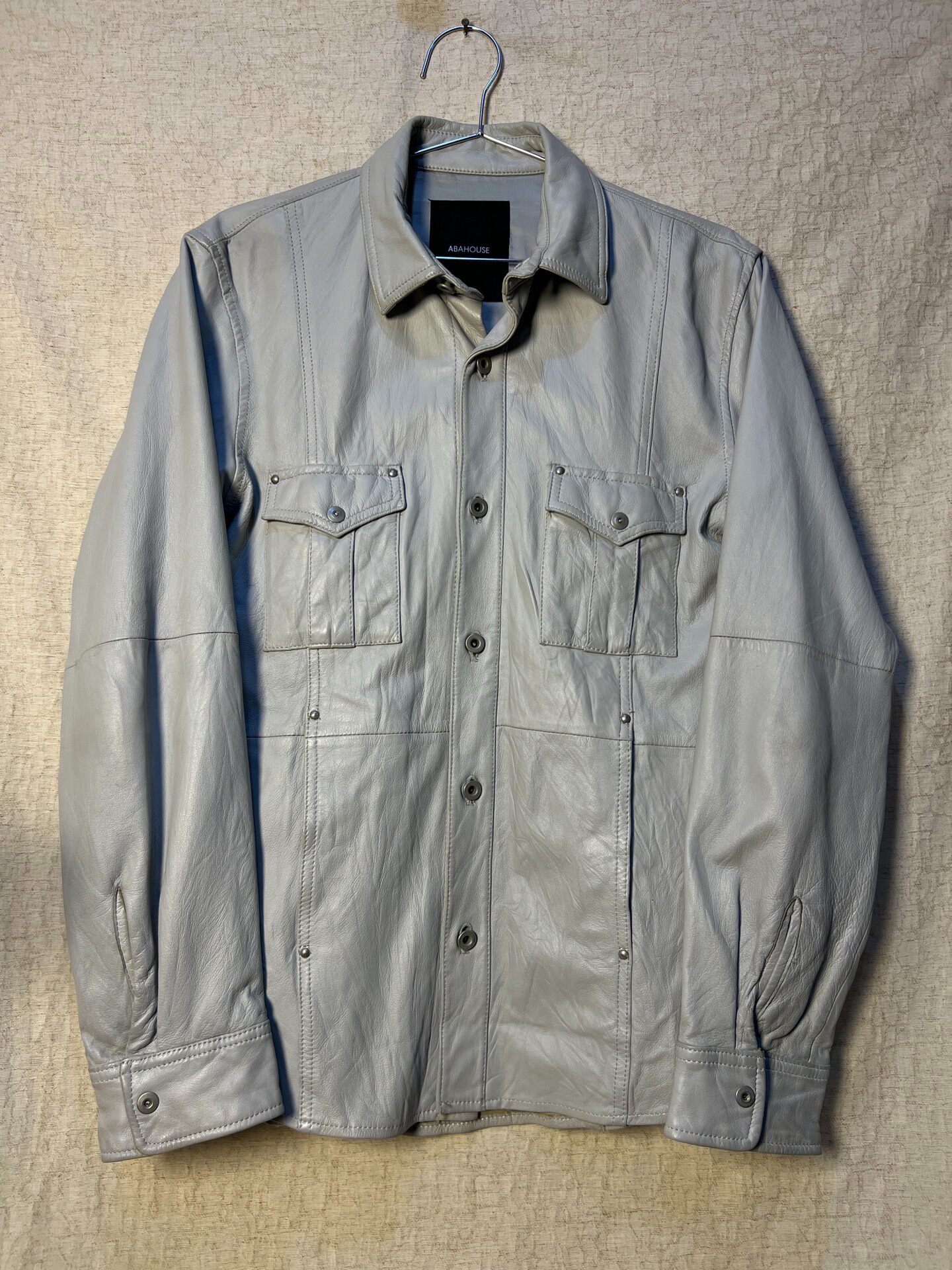 ABHOUSE Vintage Light Gray Leather Shirt