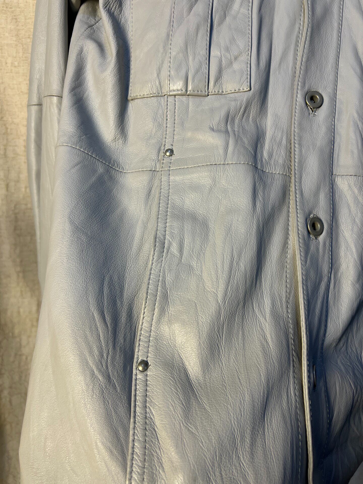 ABHOUSE Vintage Light Gray Leather Shirt — front