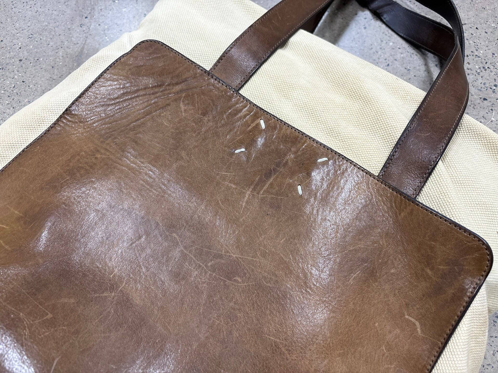 Maison Margiela Canvas Leather Tote Bag — back