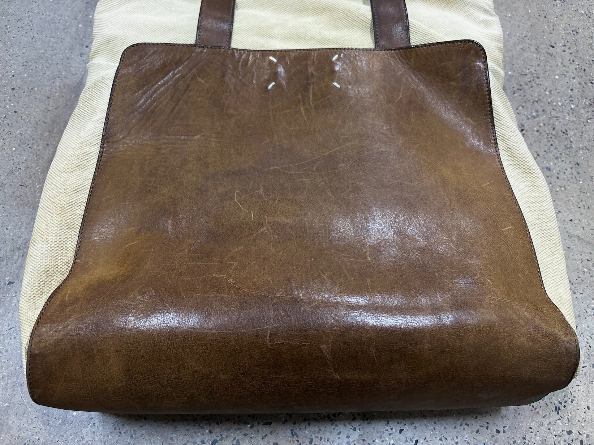 Maison Margiela Canvas Leather Tote Bag — detail