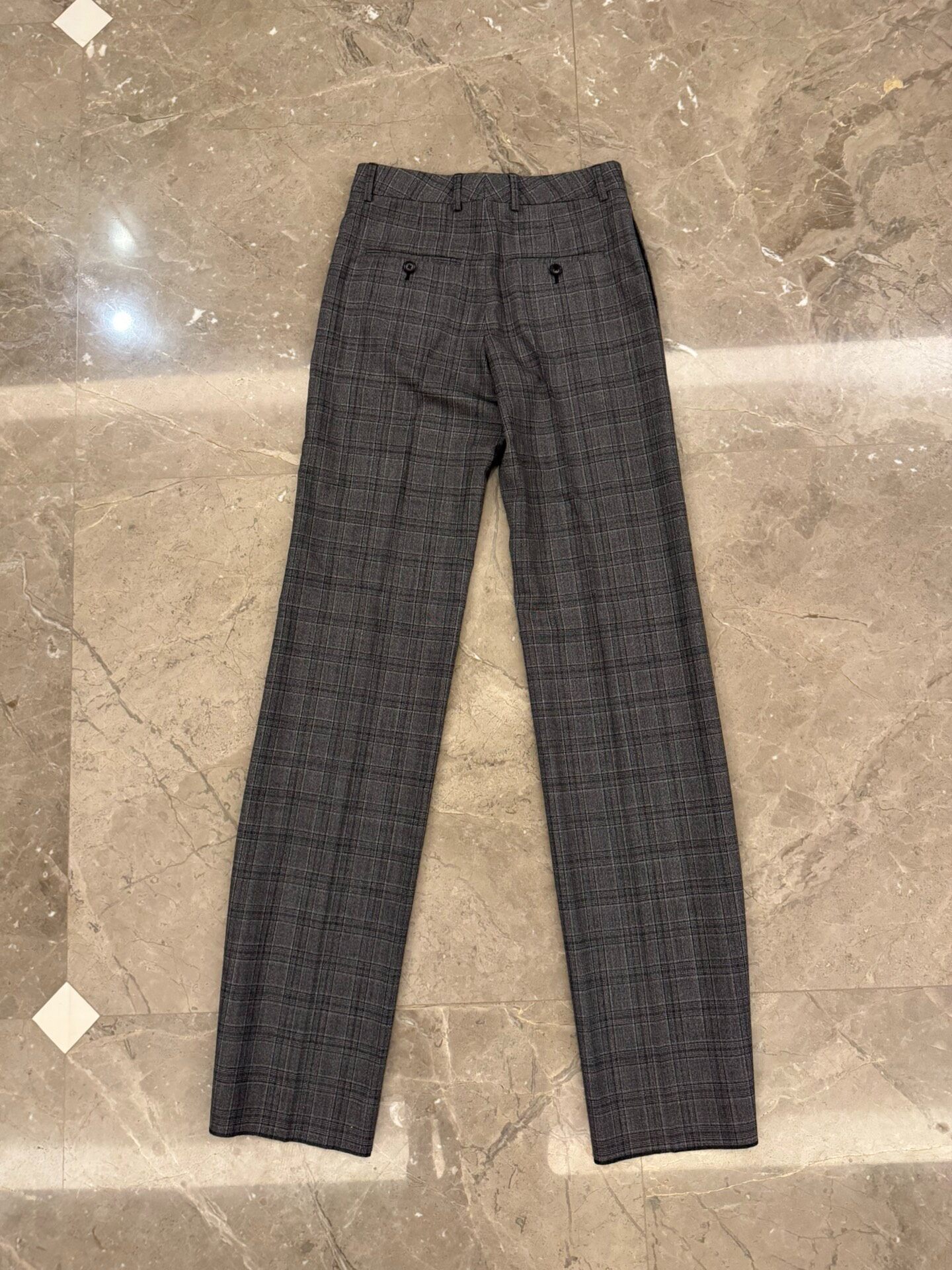 Celine Hedi Slimane Checkered Straight-Leg Trousers — back