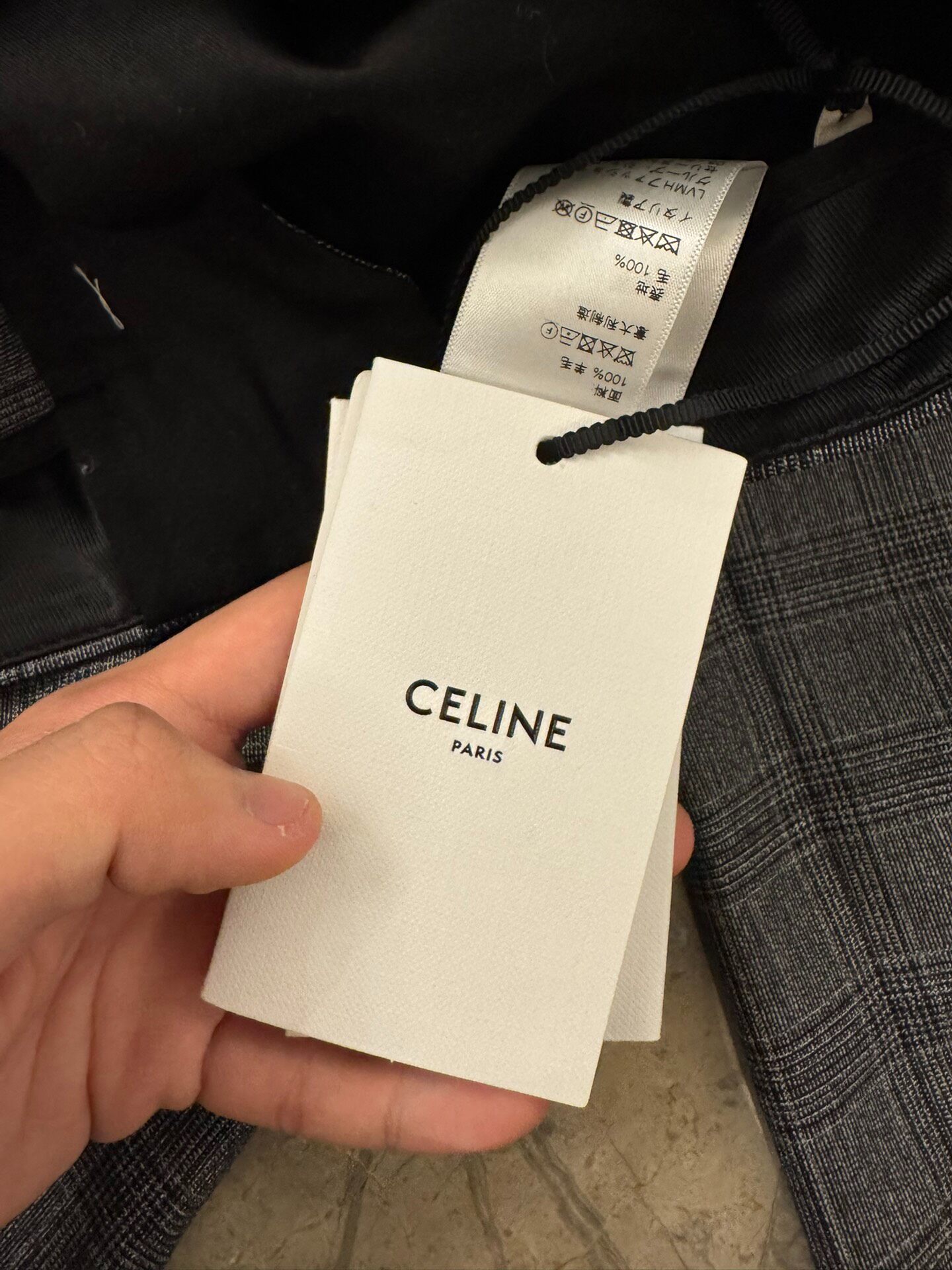 Celine Hedi Slimane Checkered Straight-Leg Trousers — label