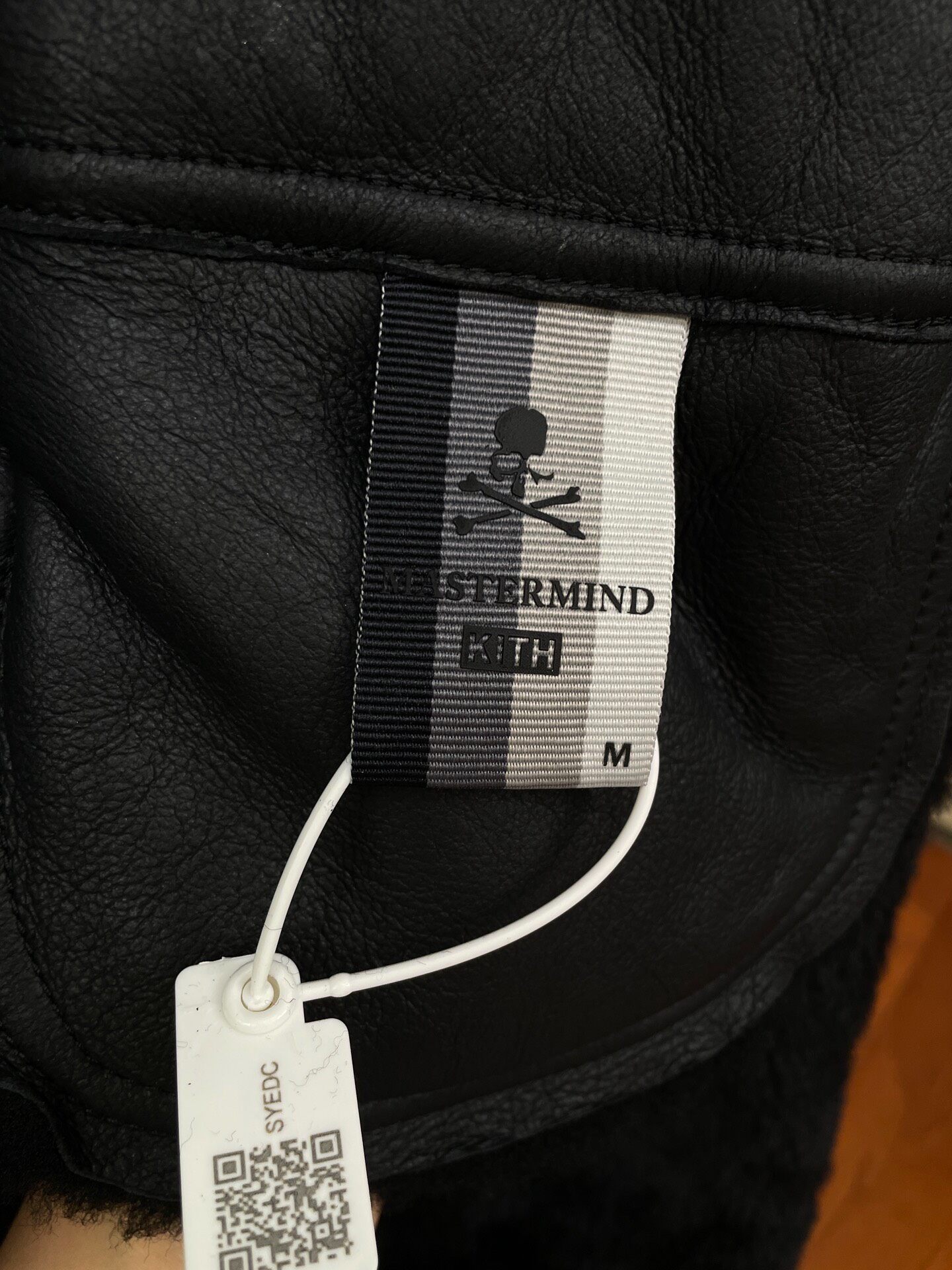 Mastermind x KITH Shearling Leather Coat — back