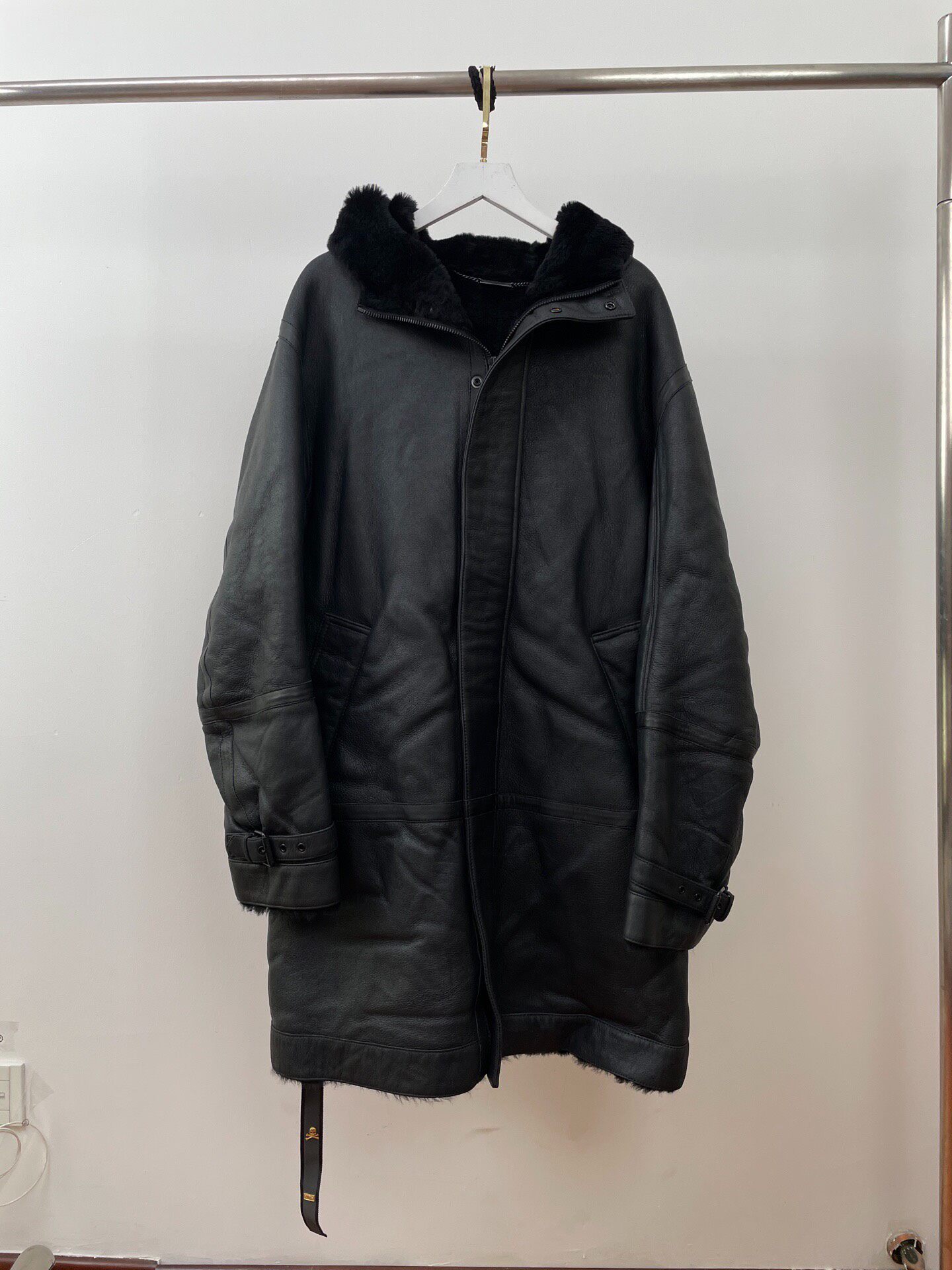 Mastermind x KITH Shearling Leather Coat — front