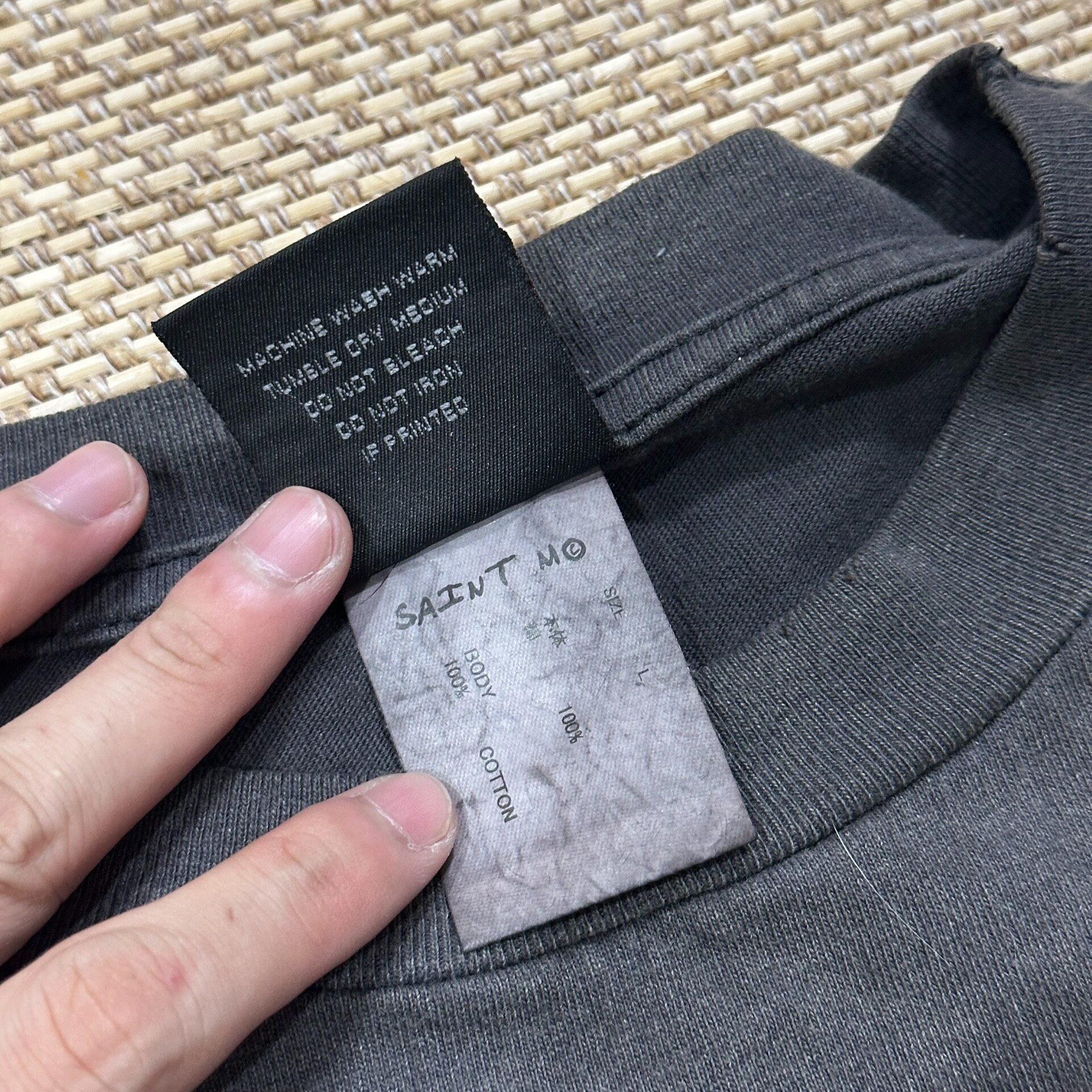Saint Michael Black Green Ram T-Shirt — label