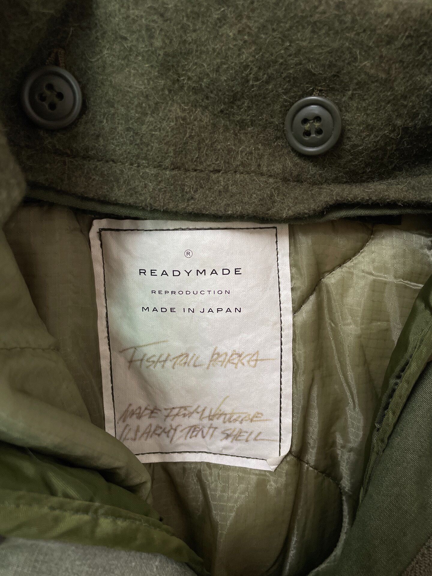 Olive Green Long Fishtail Parka — back