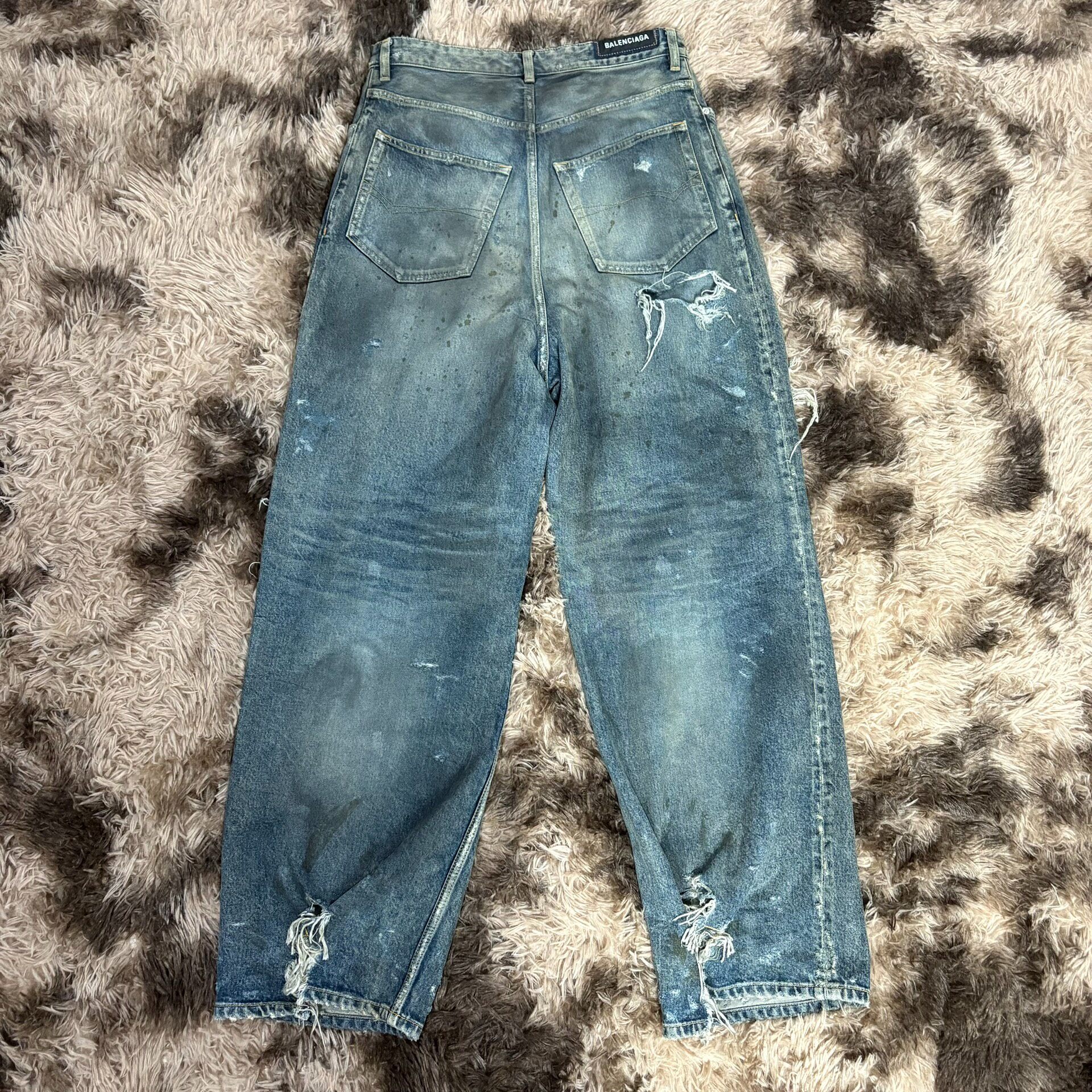 Balenciaga 23FW Mud-Wash Distressed Jeans — front