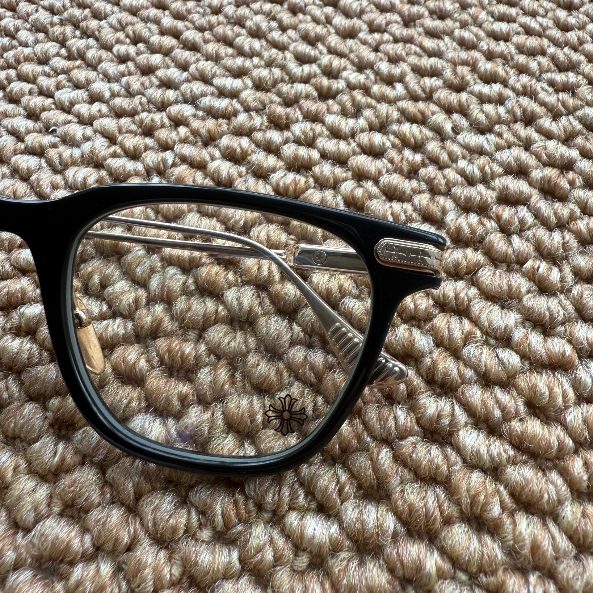 Chrome Hearts Gold Cross Eyeglasses — detail