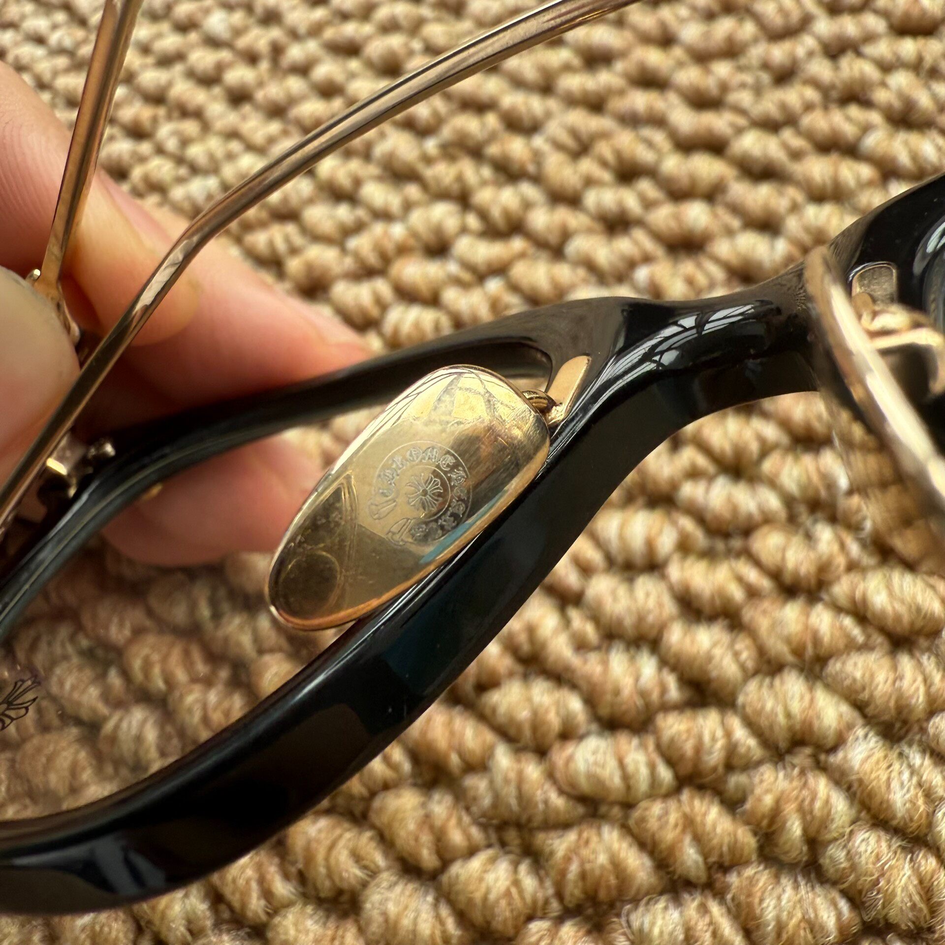 Chrome Hearts Gold Cross Eyeglasses — label