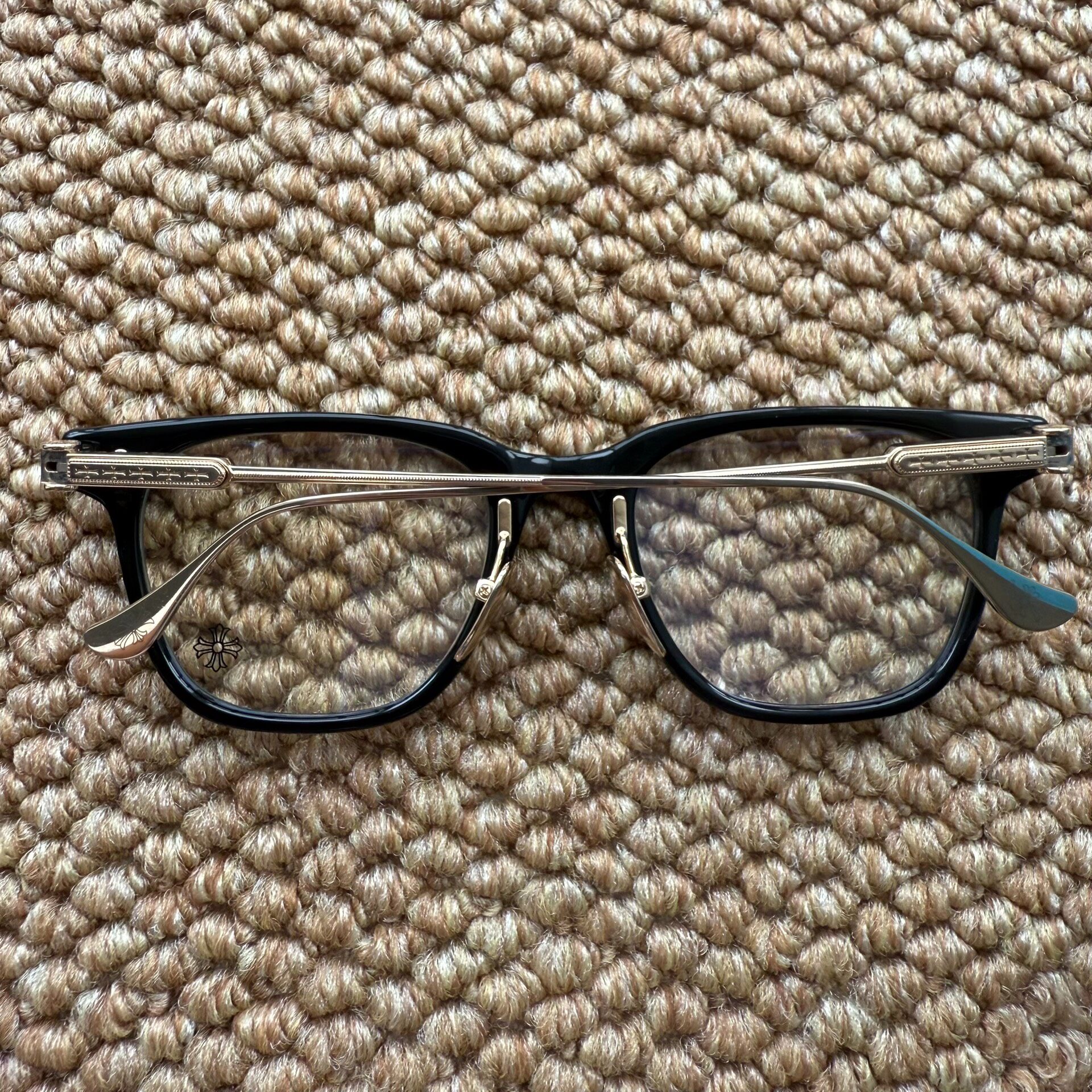Chrome Hearts Gold Cross Eyeglasses — front