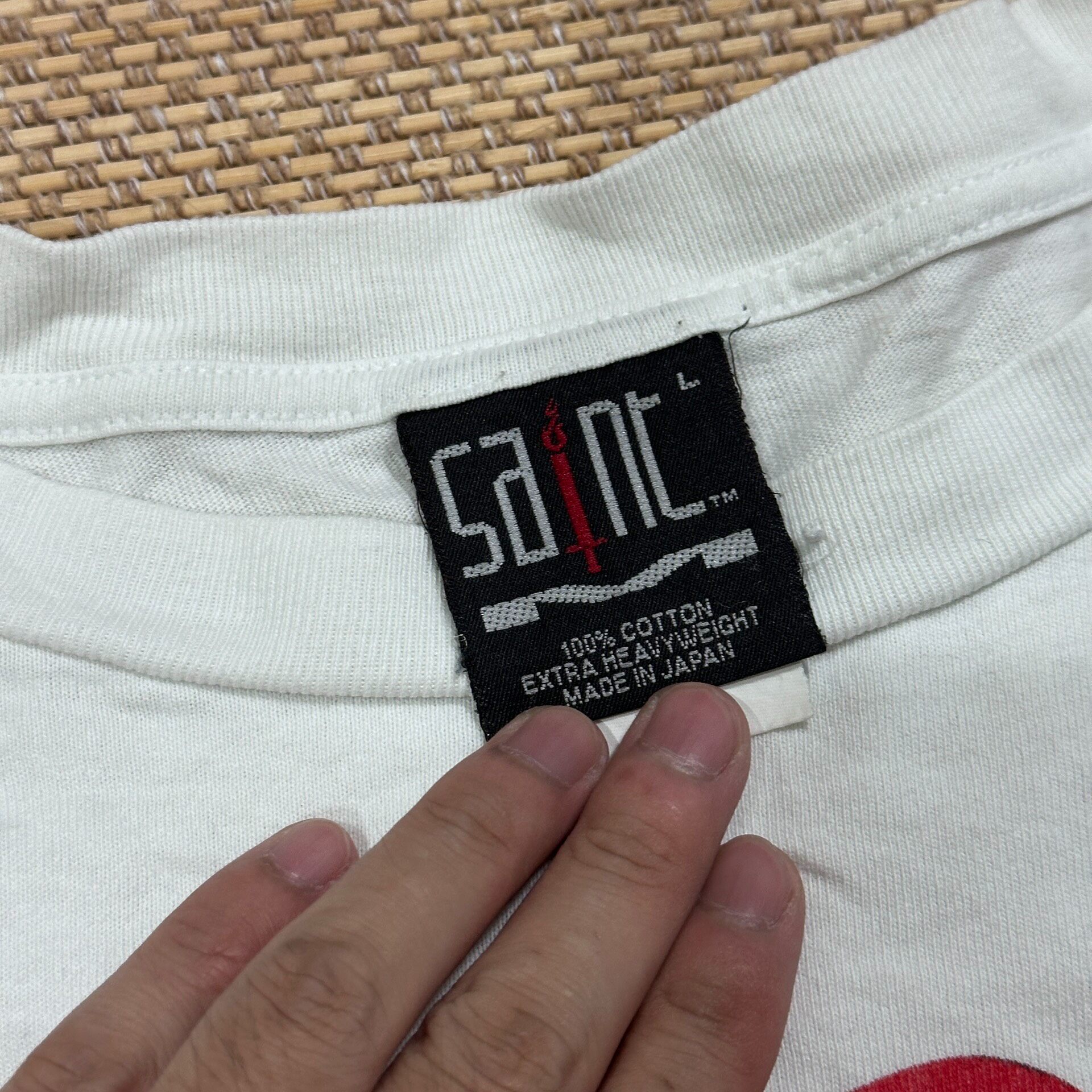 Saint Michael White Red Dice T-Shirt — back