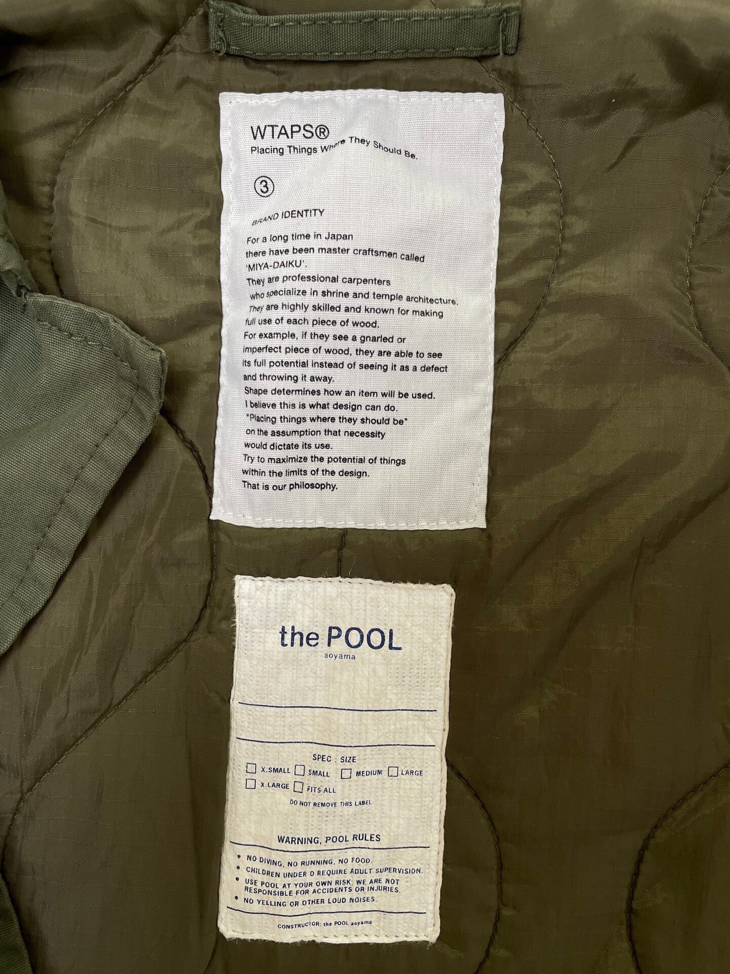 WTAPS x The Pool Fujiwara Padded Jacket — detail