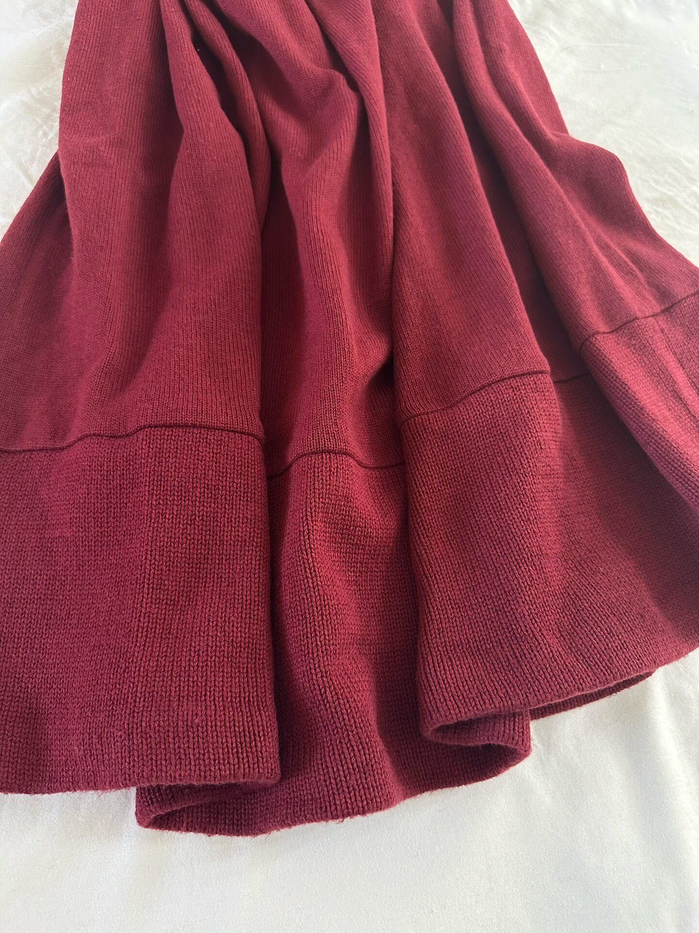 Comme des Garcons Tricot Red Wool Pleated Midi Skirt — label