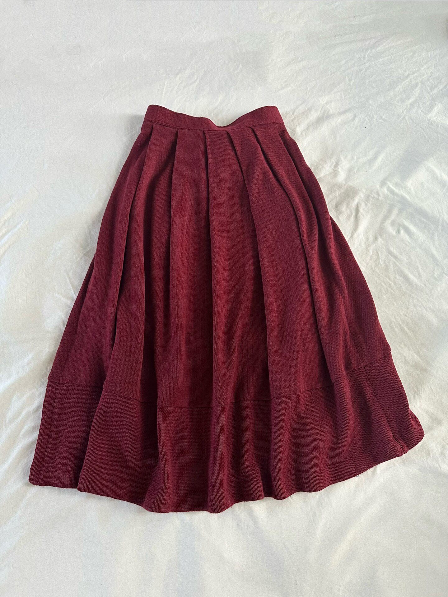 Comme des Garcons Tricot Red Wool Pleated Midi Skirt — back