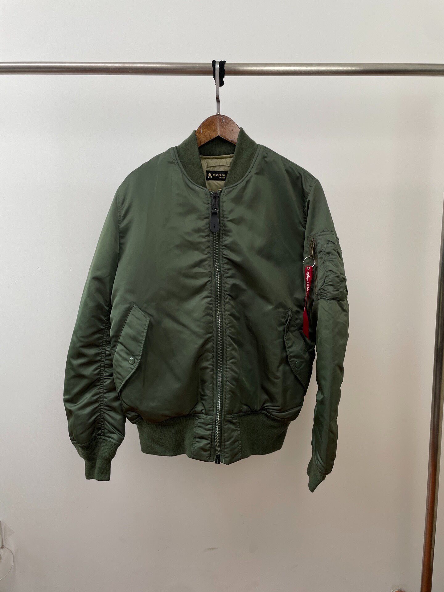 Mastermind Japan Olive Skull Flight Jacket — front