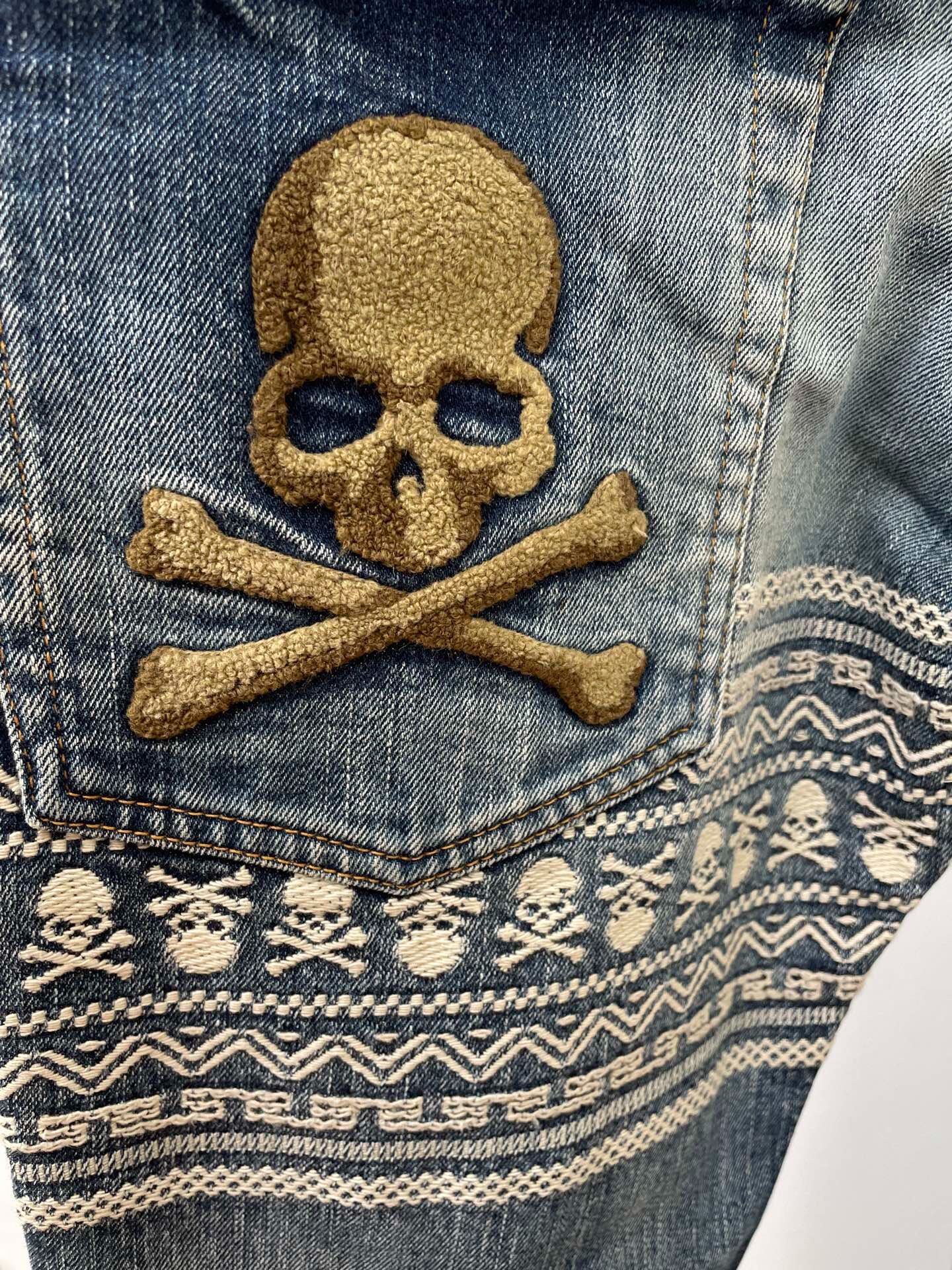 Mastermind Japan MMJ Embroidered Denim Jeans — detail