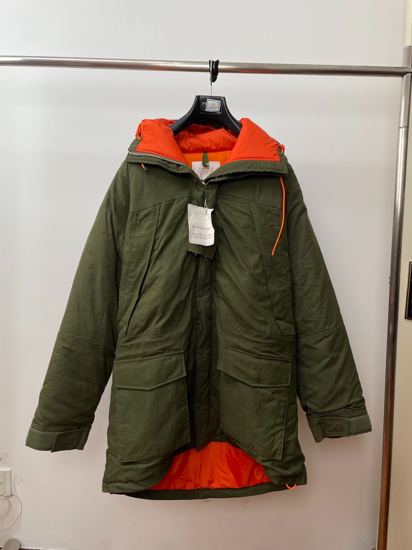 Olive Green Parka With Orange Lining
