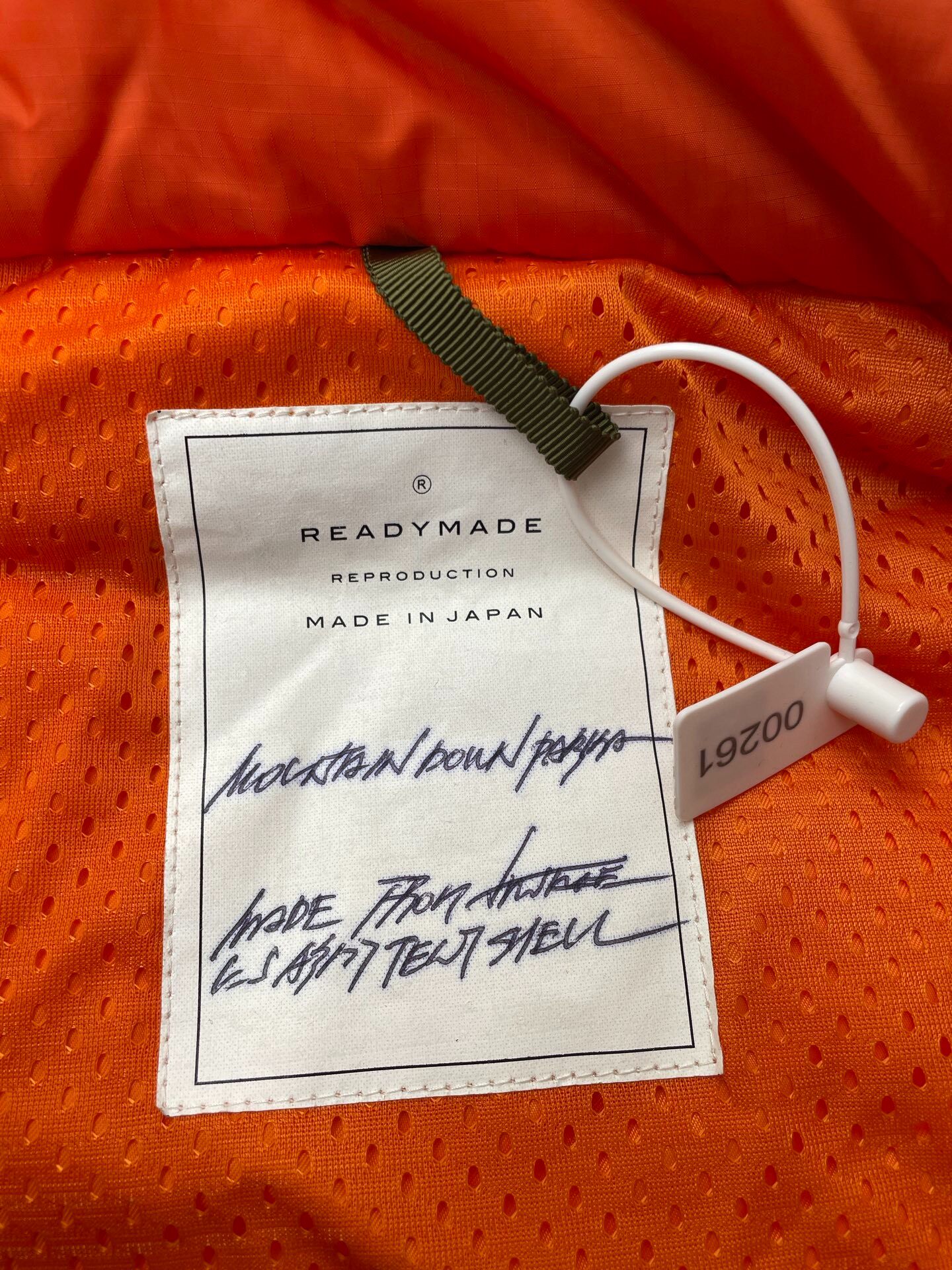 Olive Green Parka With Orange Lining — back