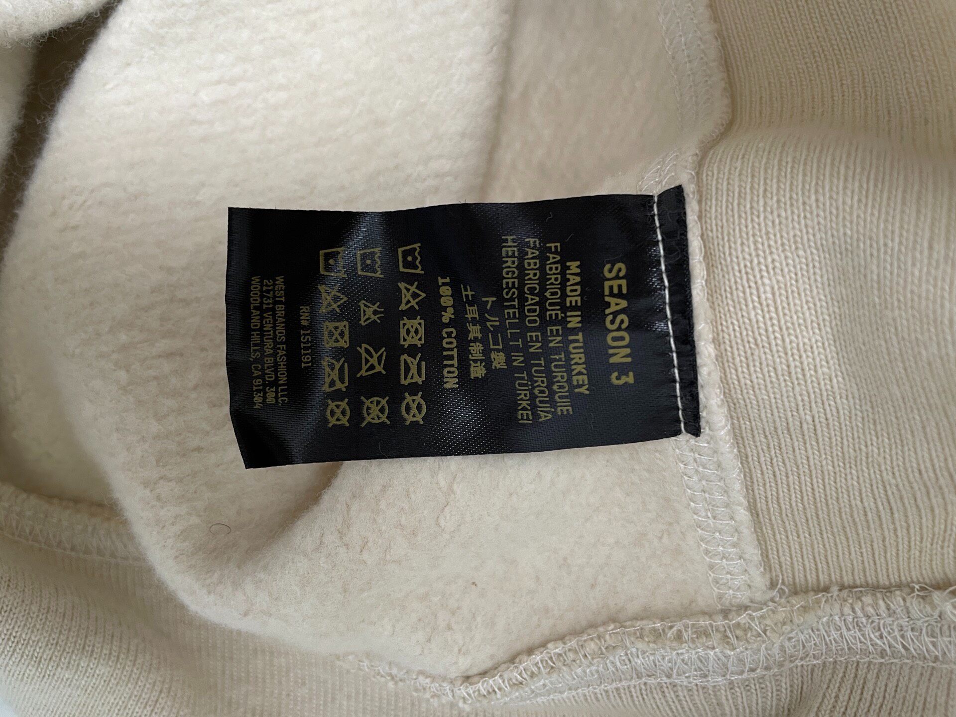 Yeezy Season3 New Hoodie With Tags — back