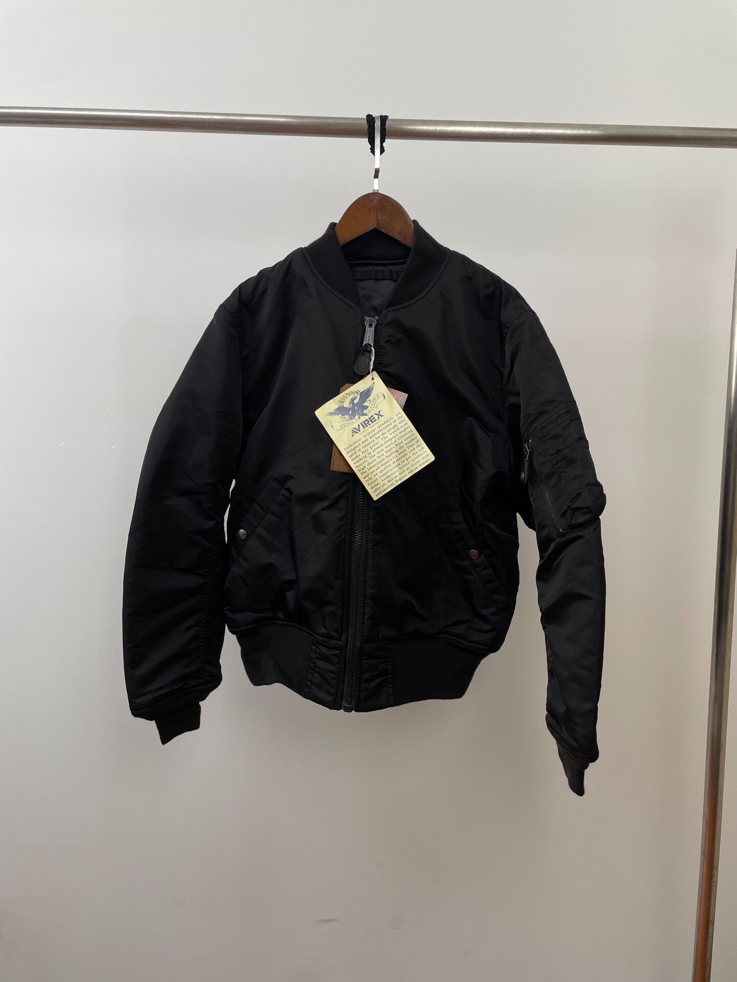 Avirex Black Rhinestone Double Gun Jacket — front