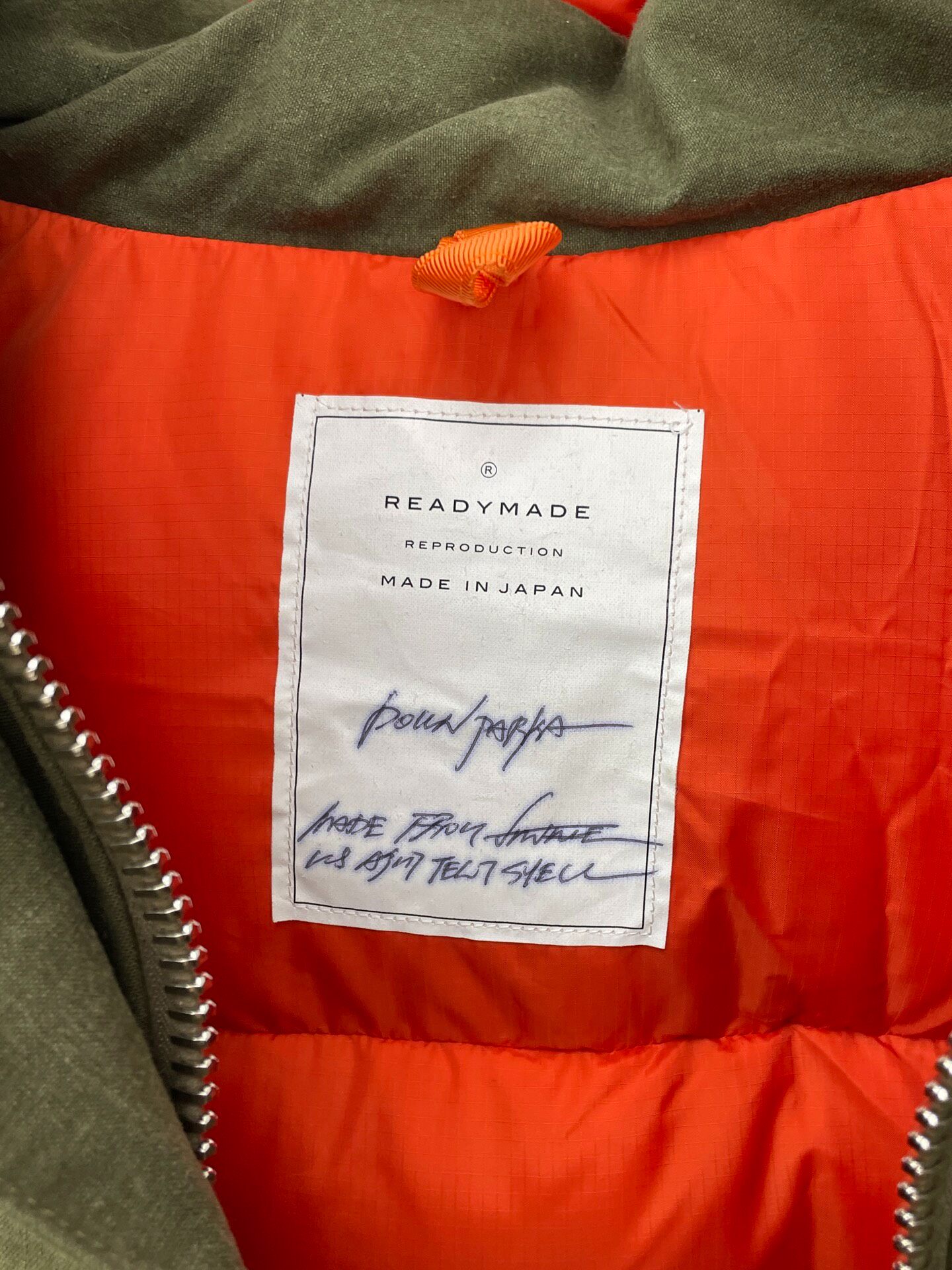 Readymade Olive Green Down Jacket — back