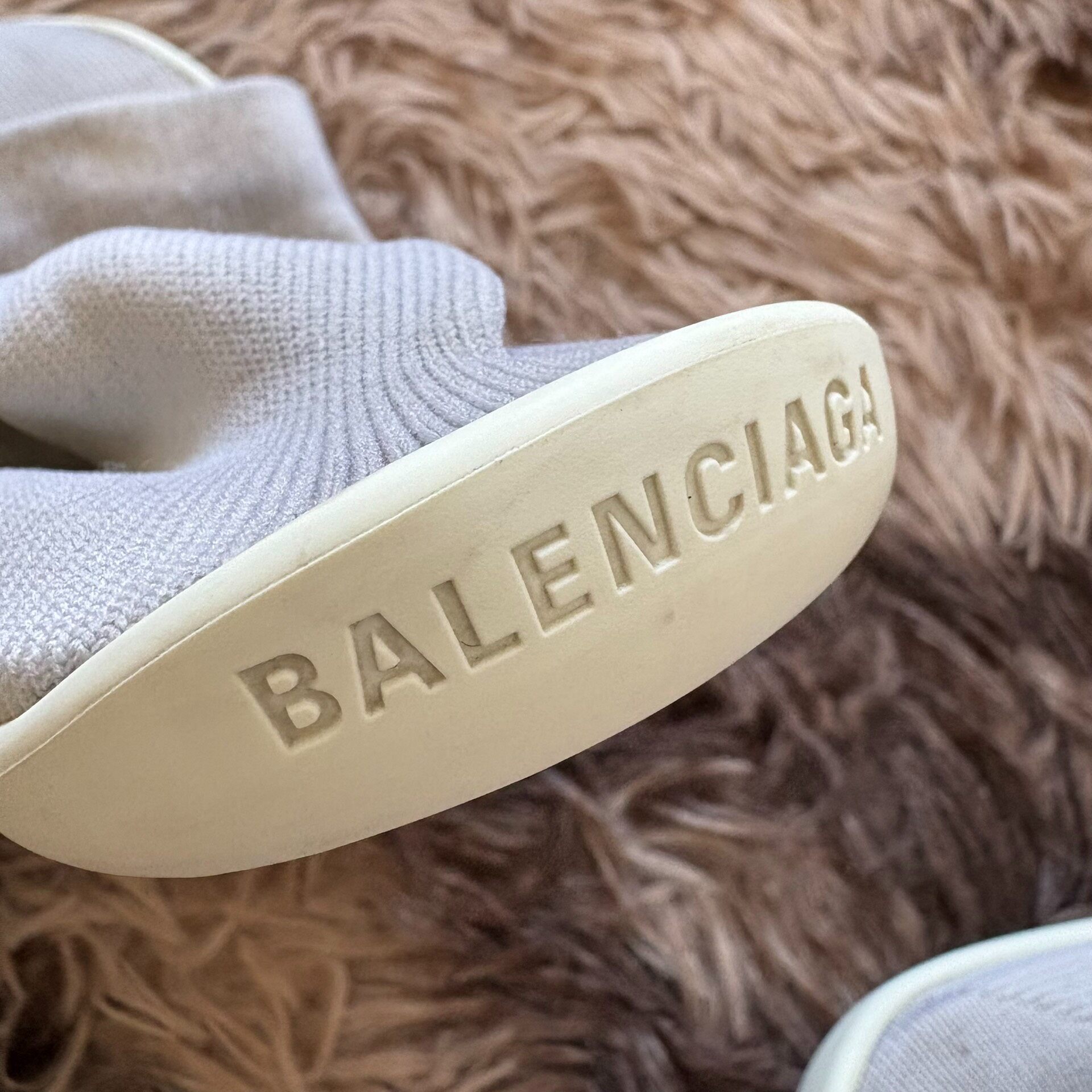 Balenciaga Light Gray Sock Shoes — label