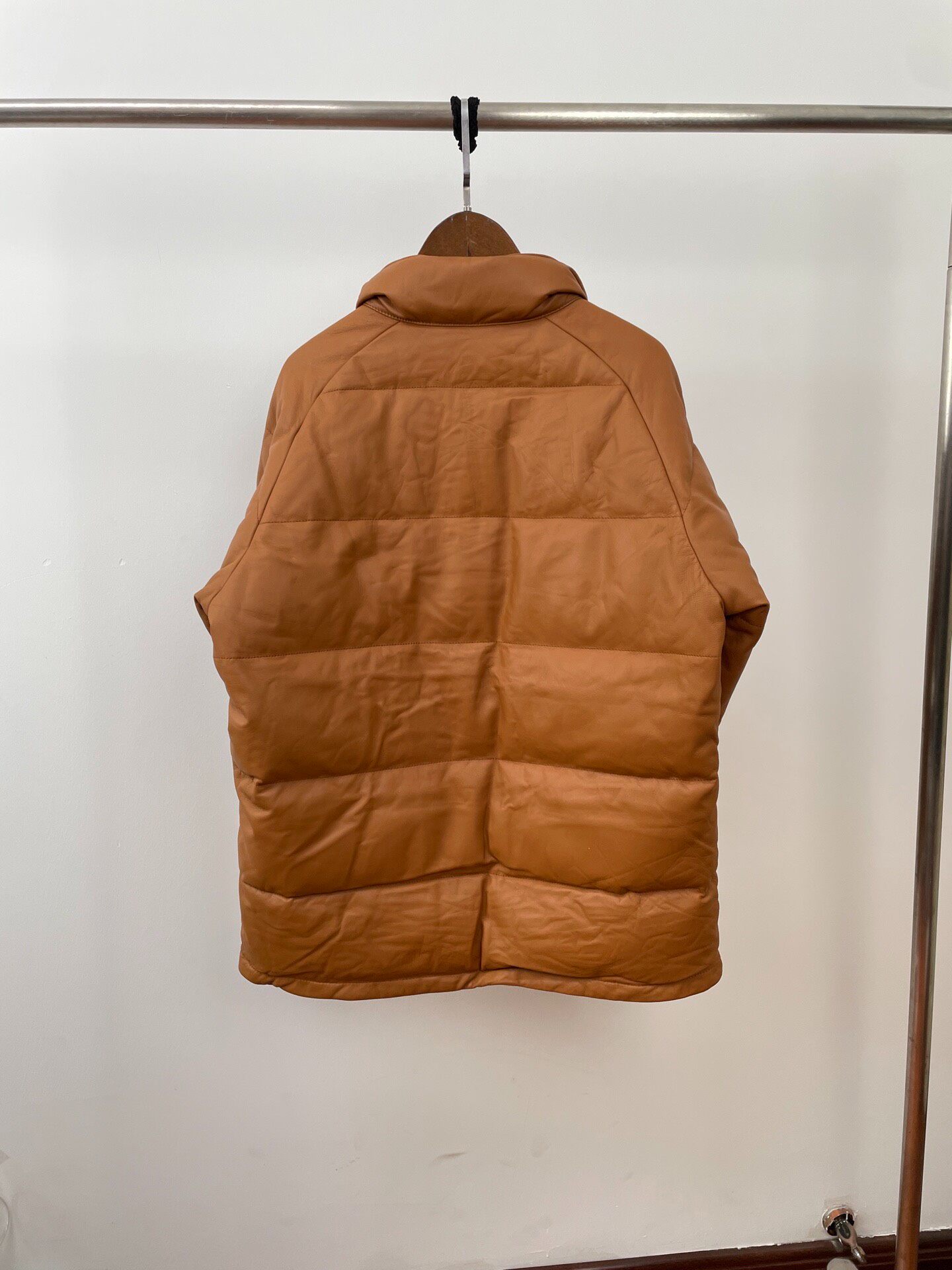 A Bathing Ape Brown Leather Down Jacket — front