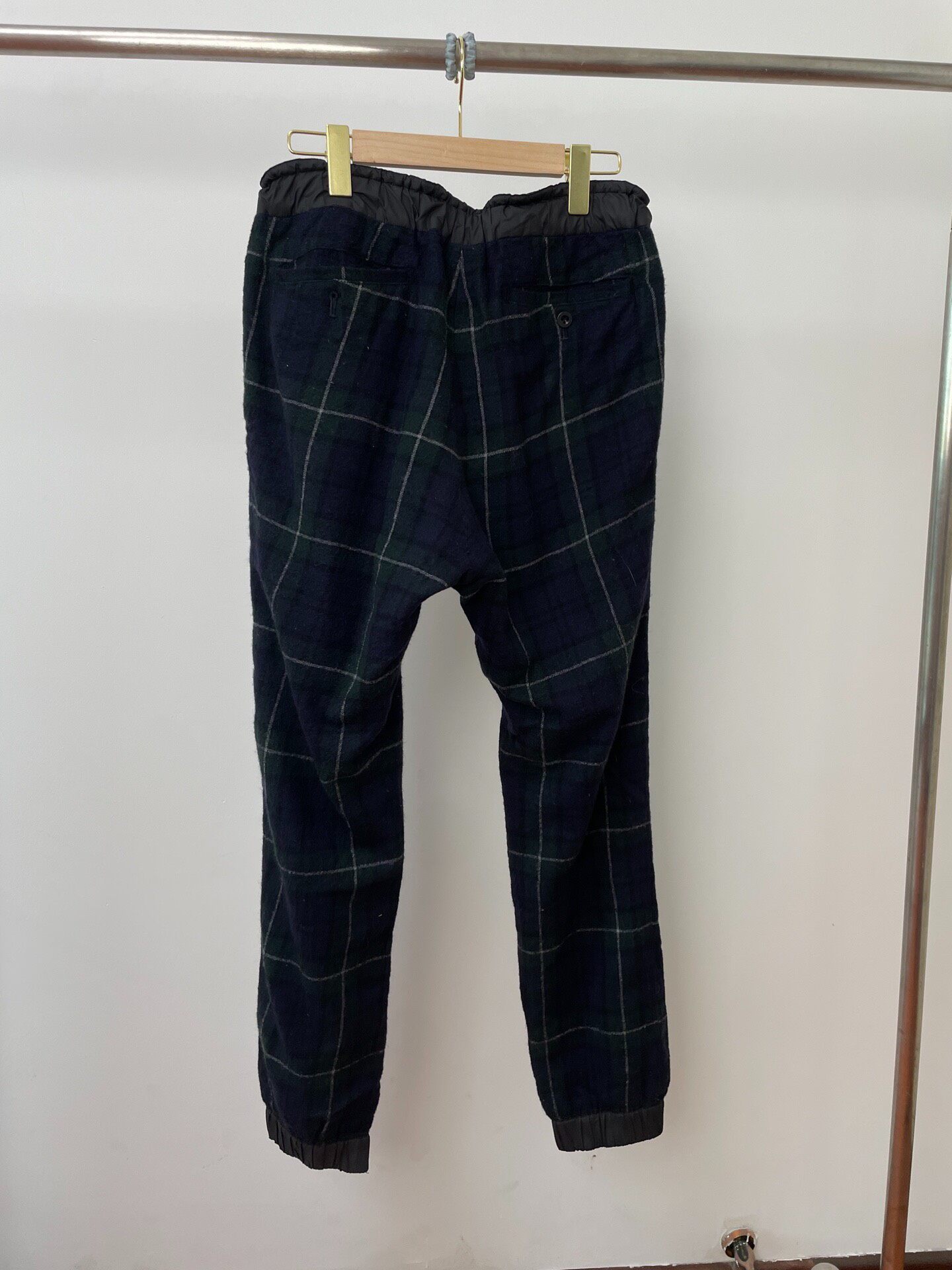 Sacai Navy Plaid Wool Pants — front