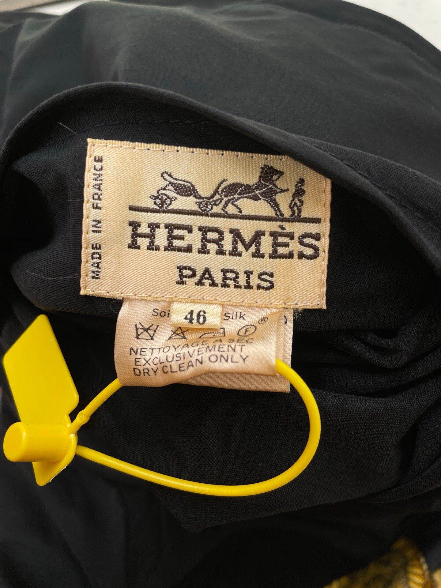 Hermes Silk Drum Print Bomber Jacket — label