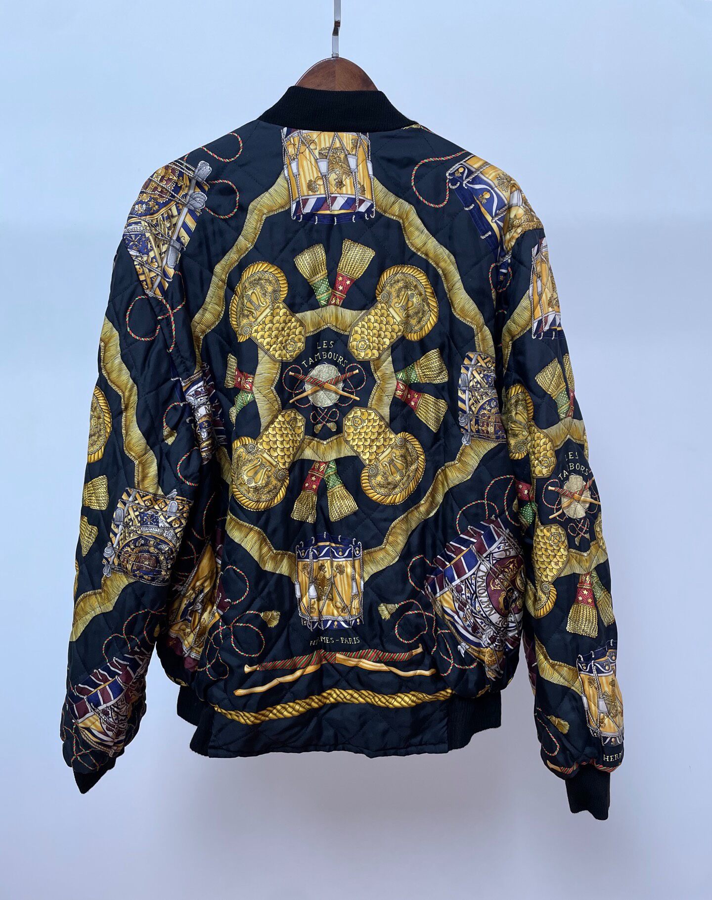 Hermes Silk Drum Print Bomber Jacket — detail