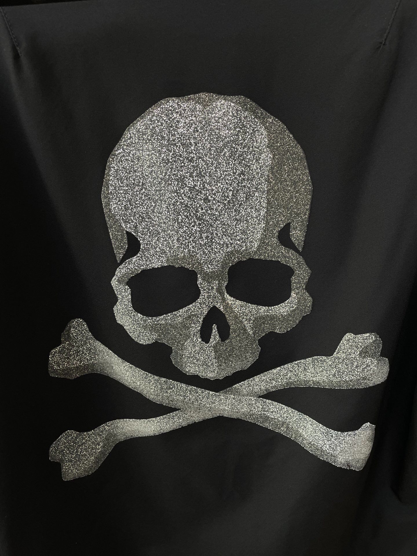 Mastermind Japan Glitter Skull Leather Jacket — detail