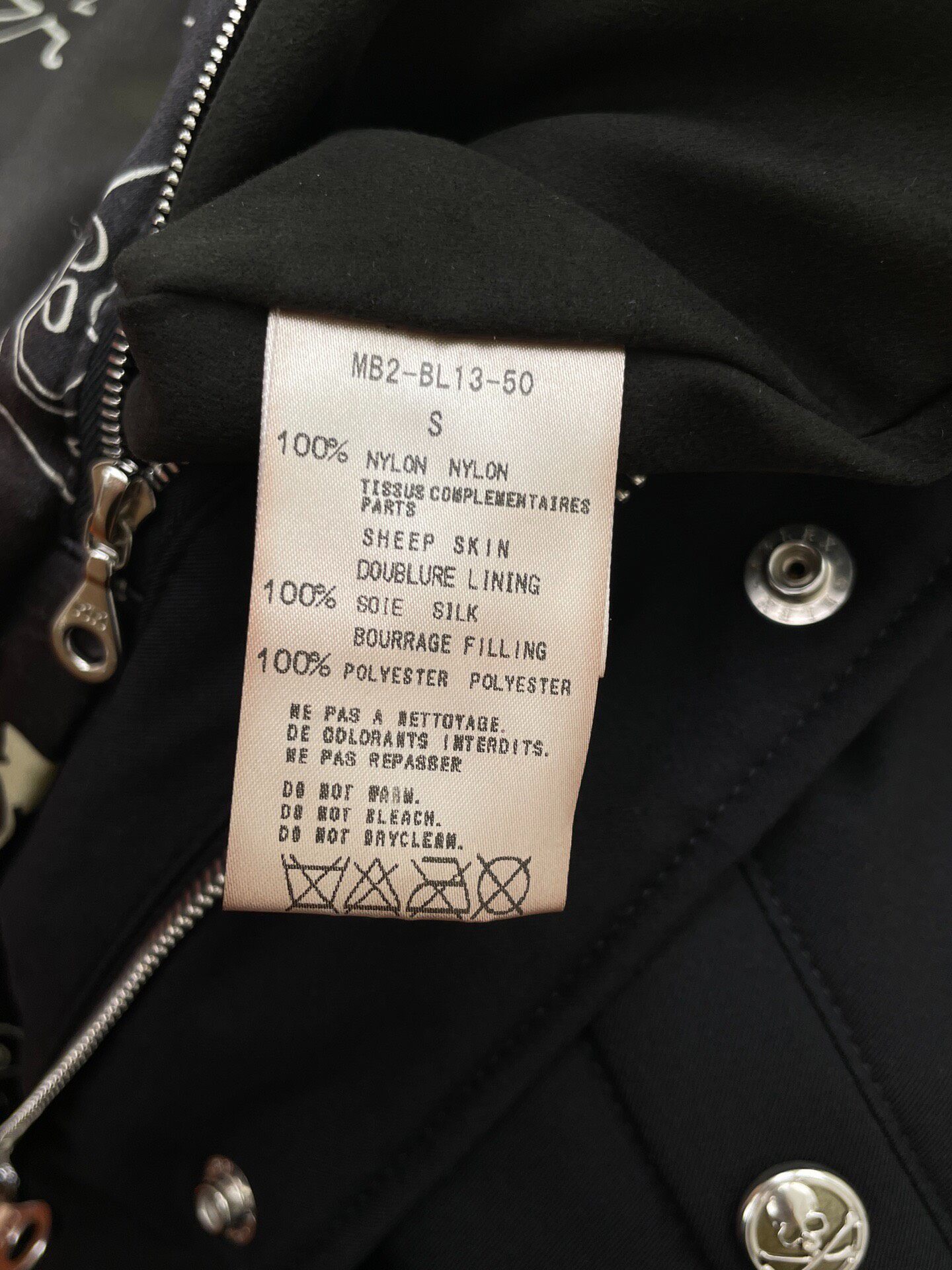 Mastermind Japan Glitter Skull Leather Jacket — label