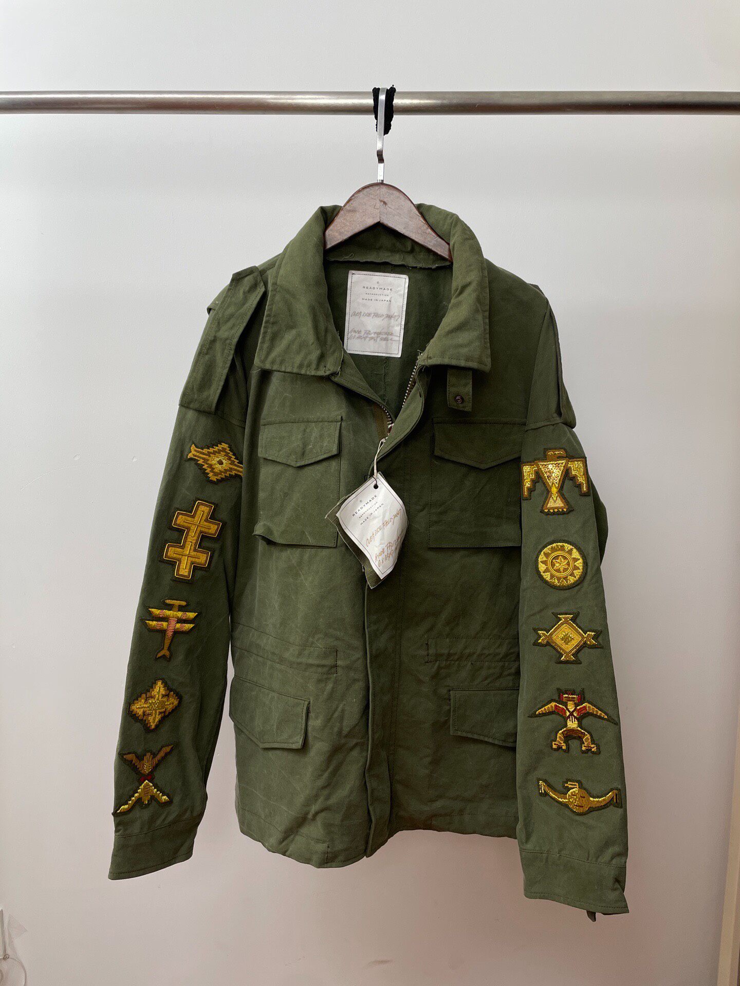 Olive Green Military Jacket With Gold Patches