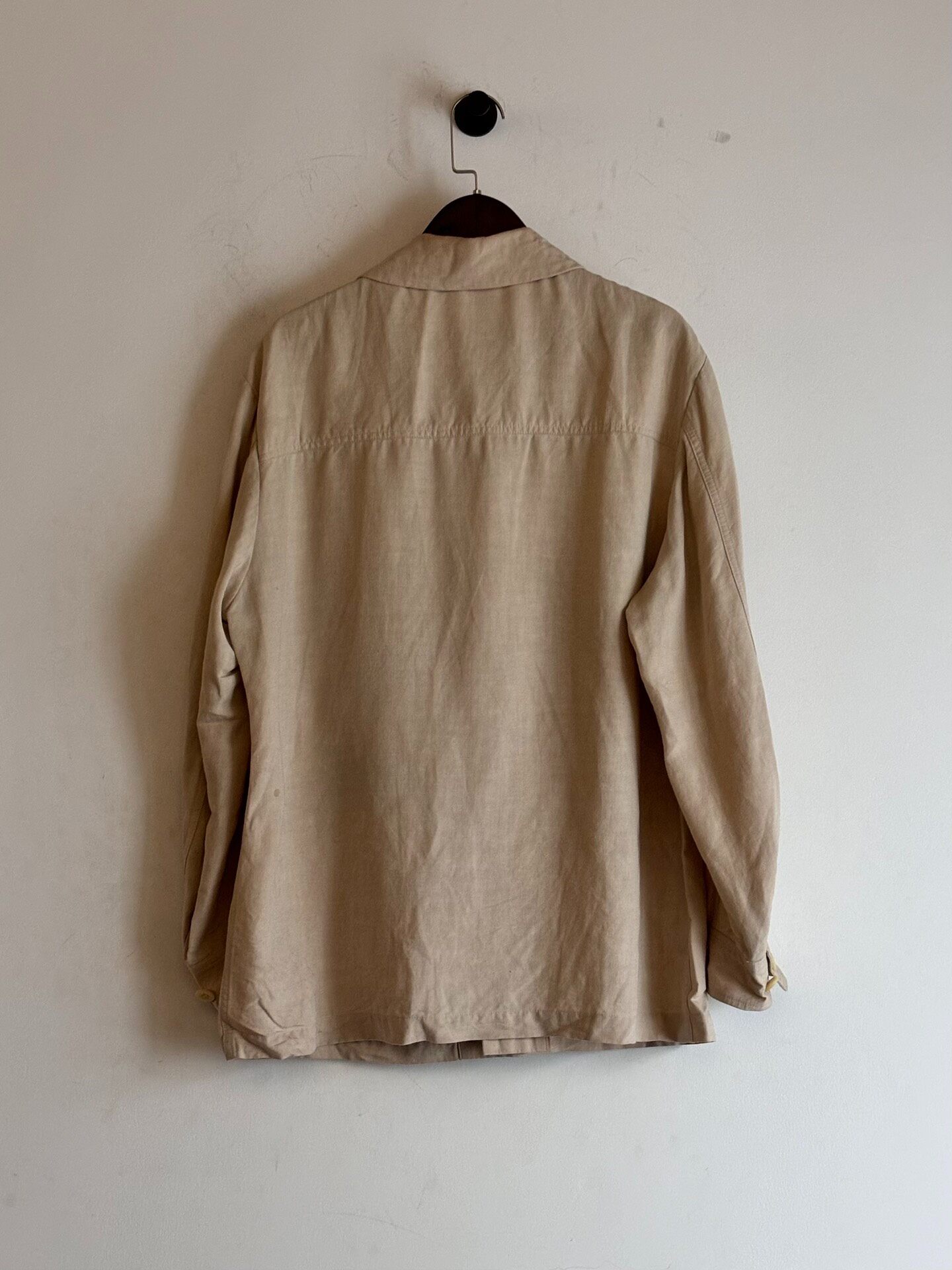 Yohji Yamamoto Beige Oversized Cuban Collar Jacket — label