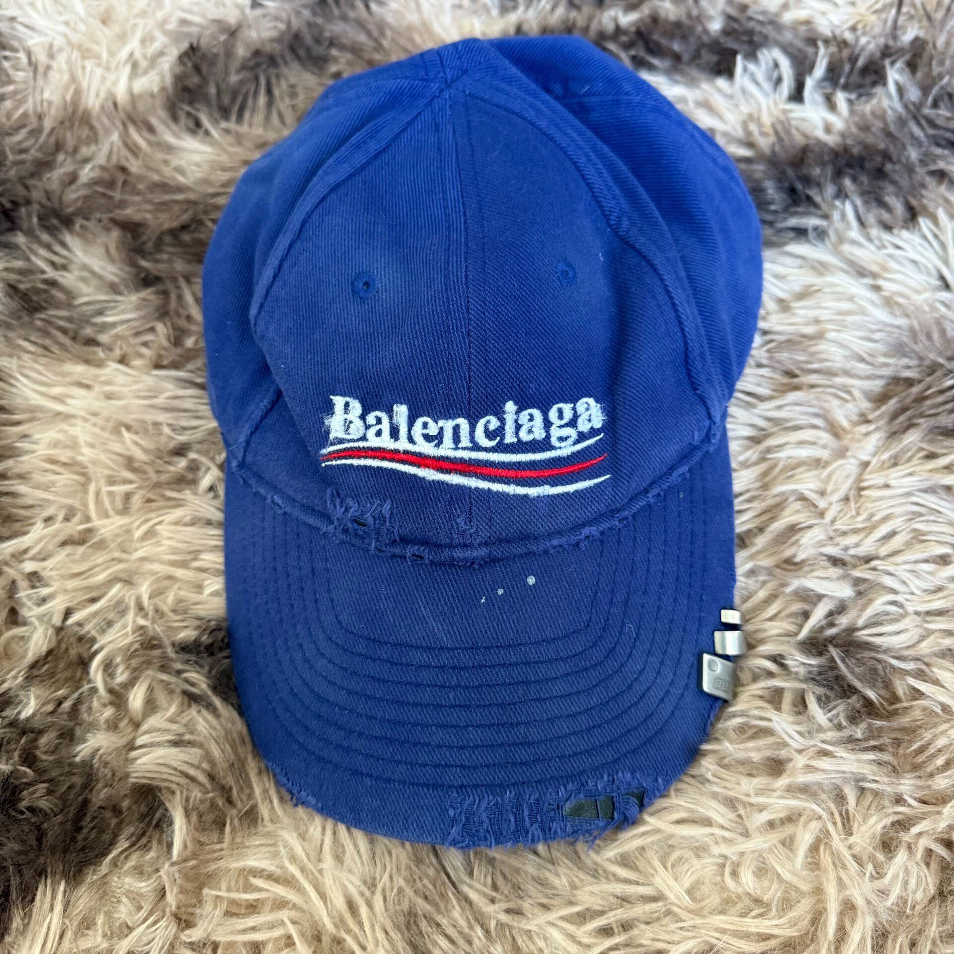 Balenciaga Blue Distressed Baseball Cap