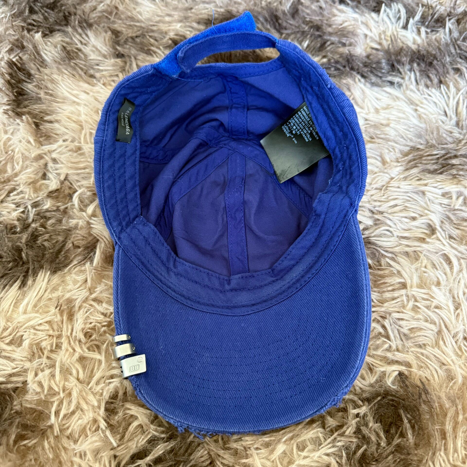 Balenciaga Blue Distressed Baseball Cap — front