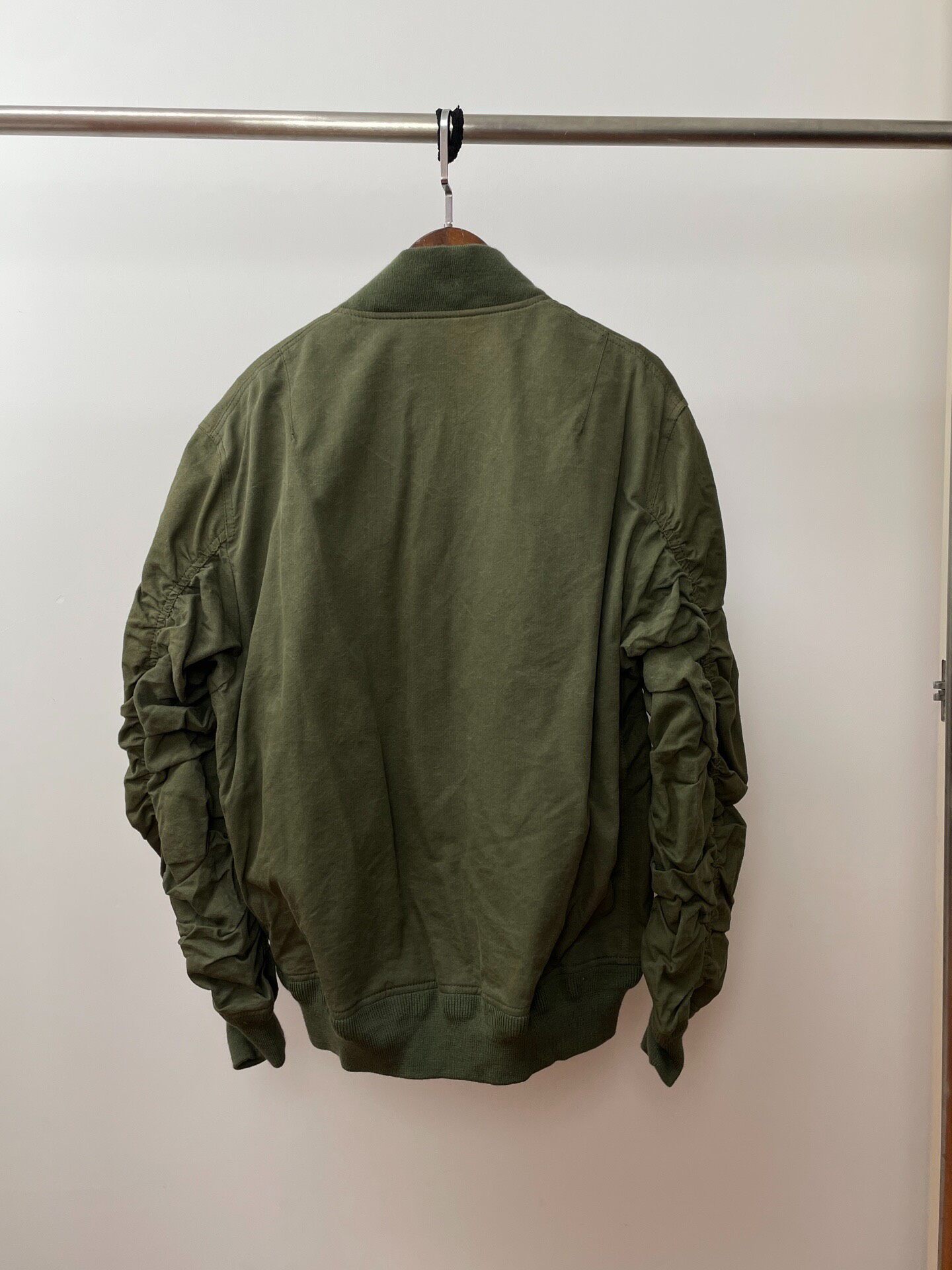 Readymade Olive Green Enamel Pin Bomber Jacket — front