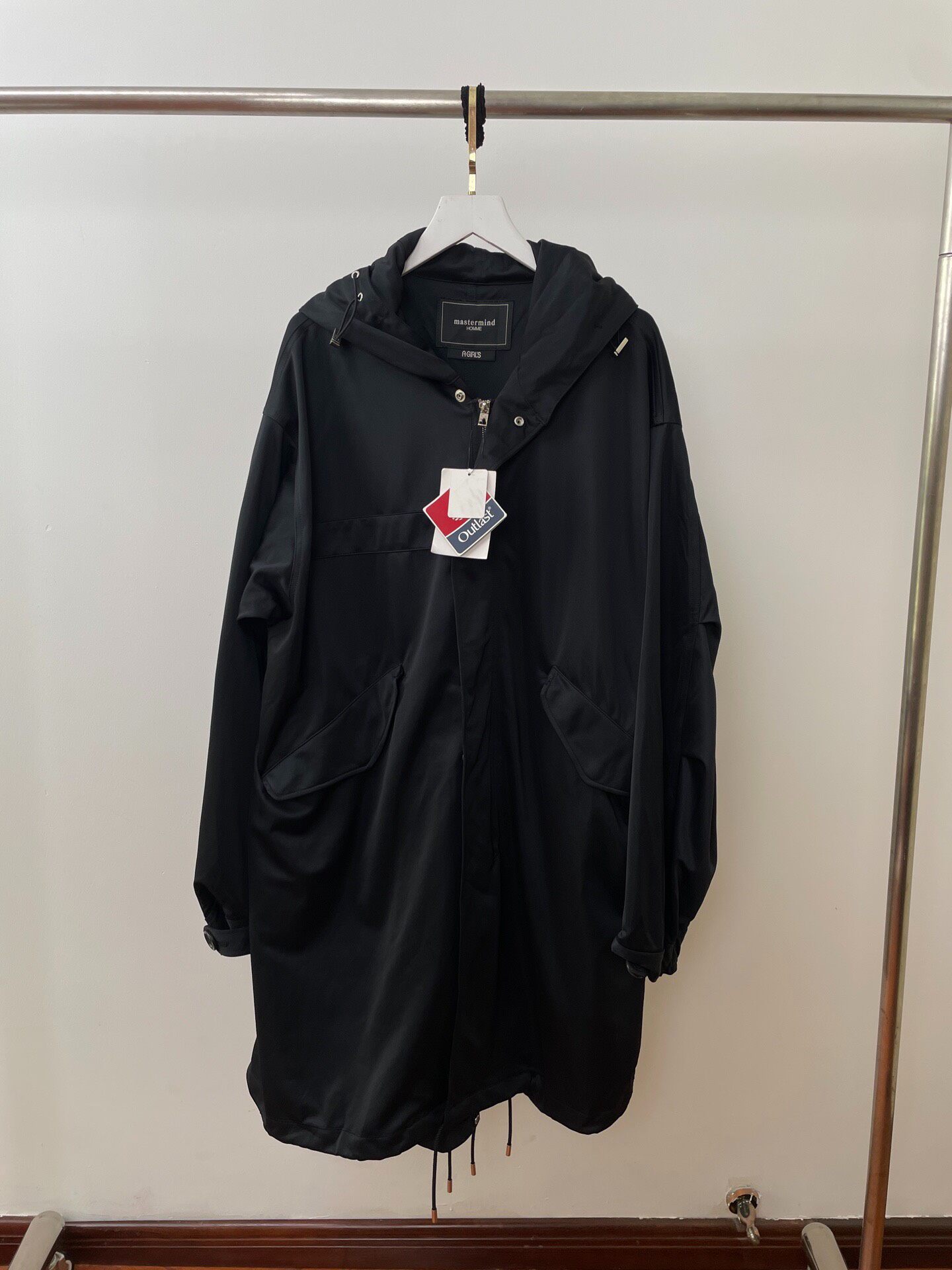 Mastermind Black Hooded Trench Coat
