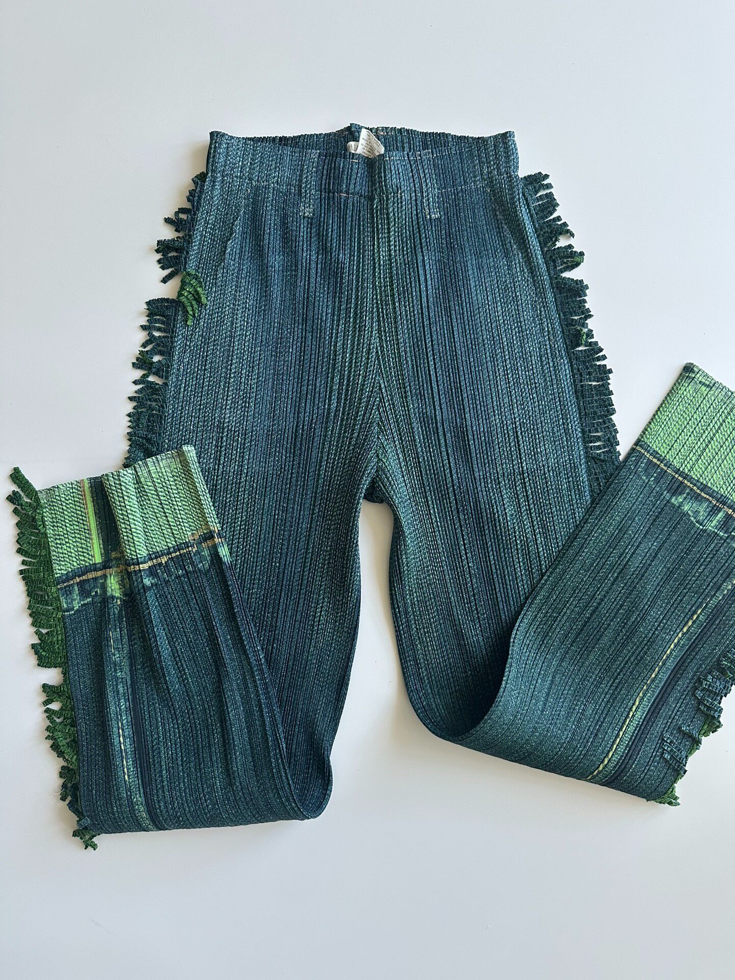 Issey Miyake Pleats Please Fringed Trousers — label