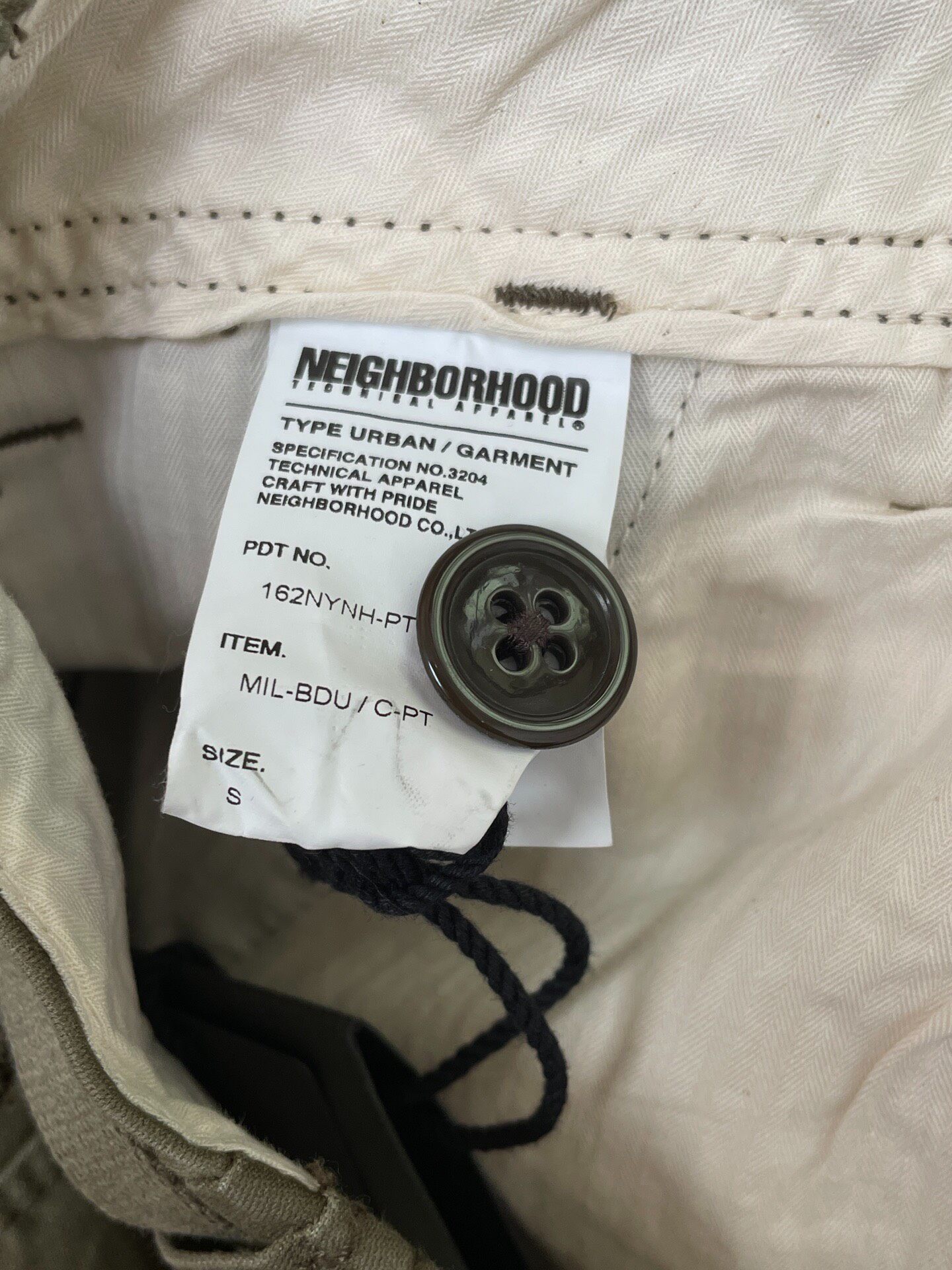 Neighborhood Olive Green Cargo Pants — back