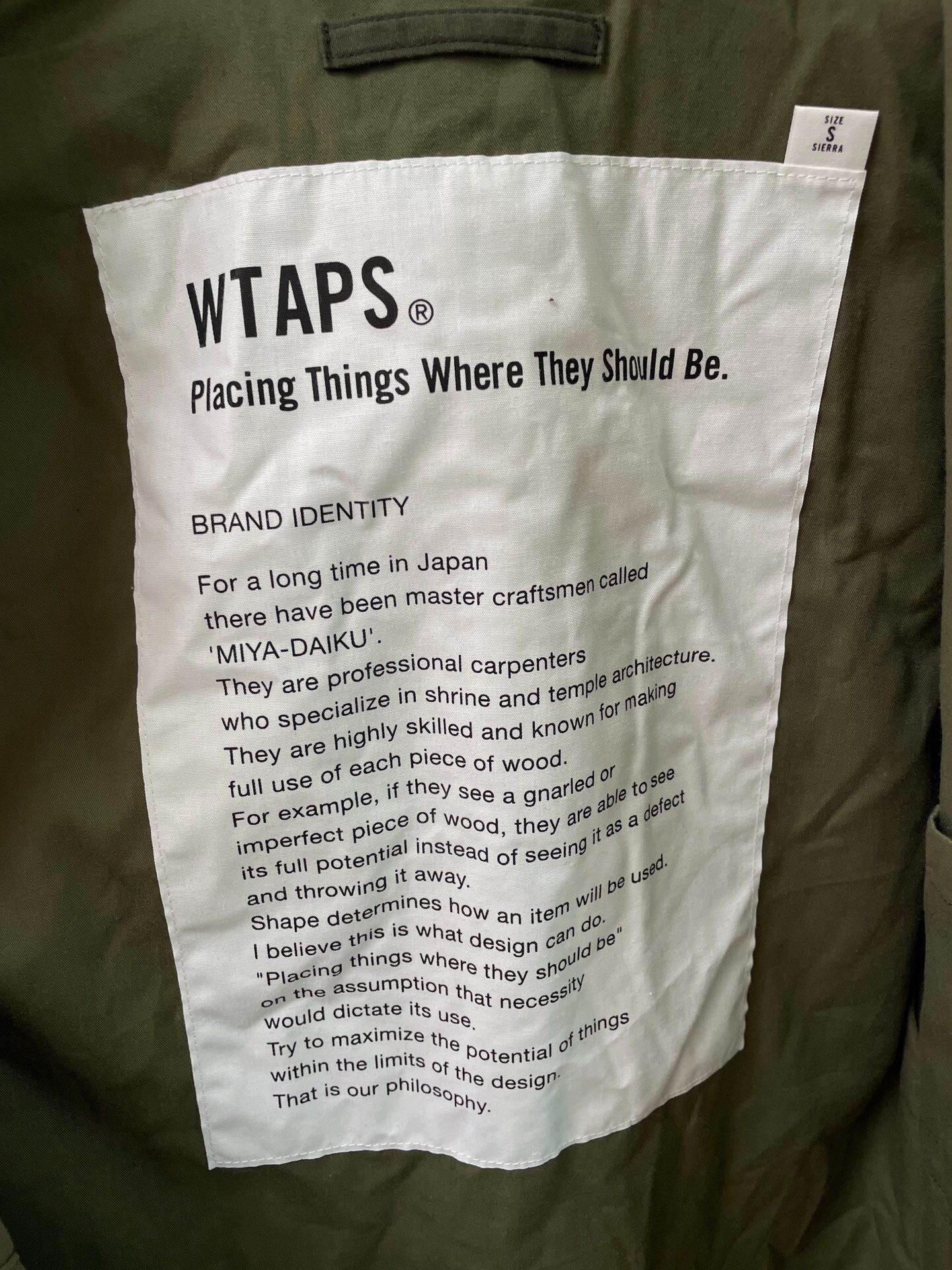 WTAPS 16AW M51 Fishtail Parka — detail