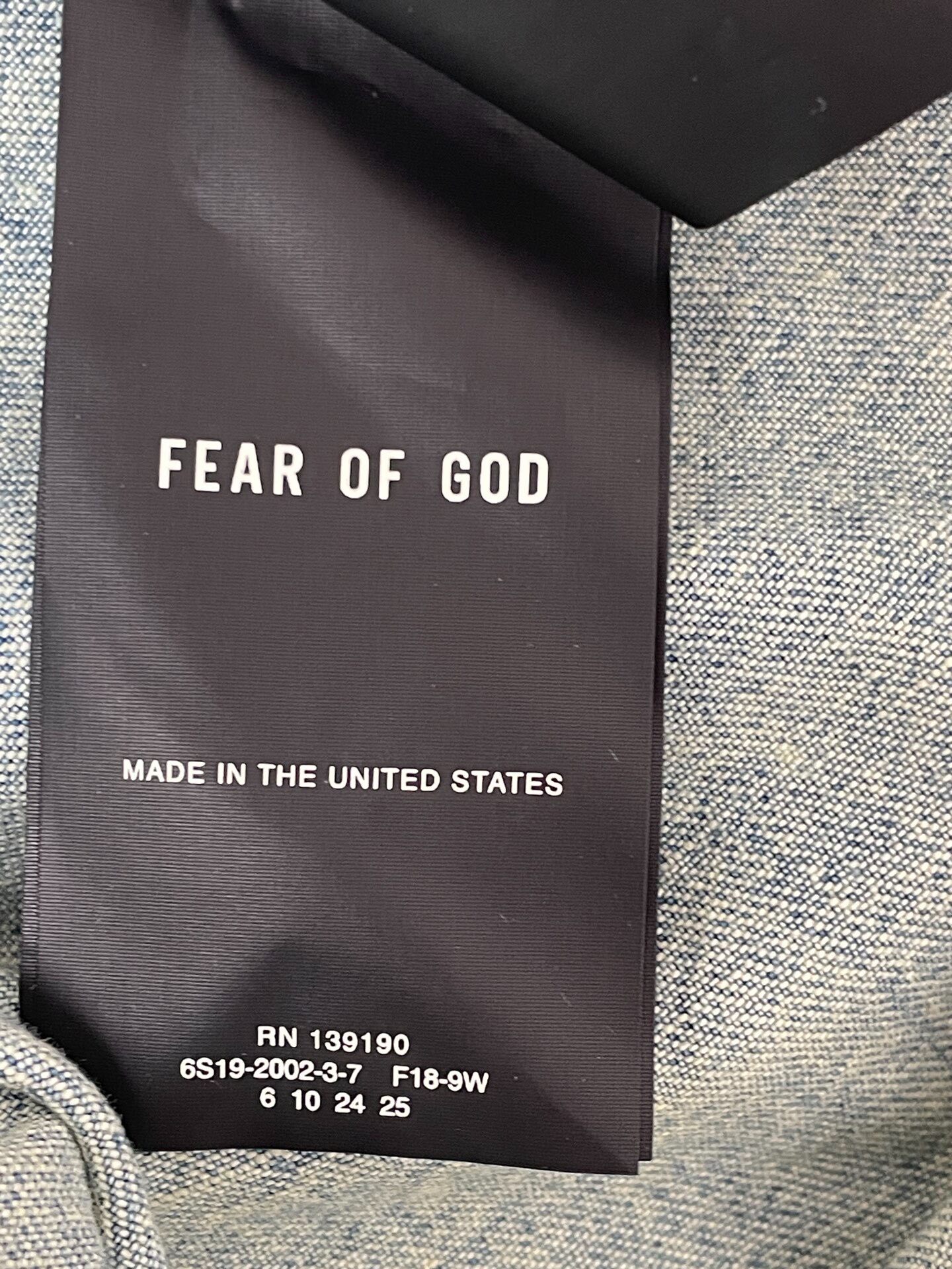 Fear of God Oversized Denim Jacket With Tags — label