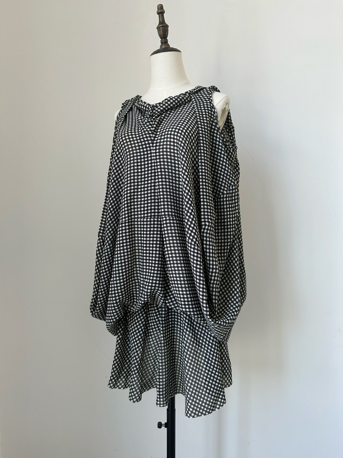 Junya Watanabe 2009 Gingham Flowy Top — label