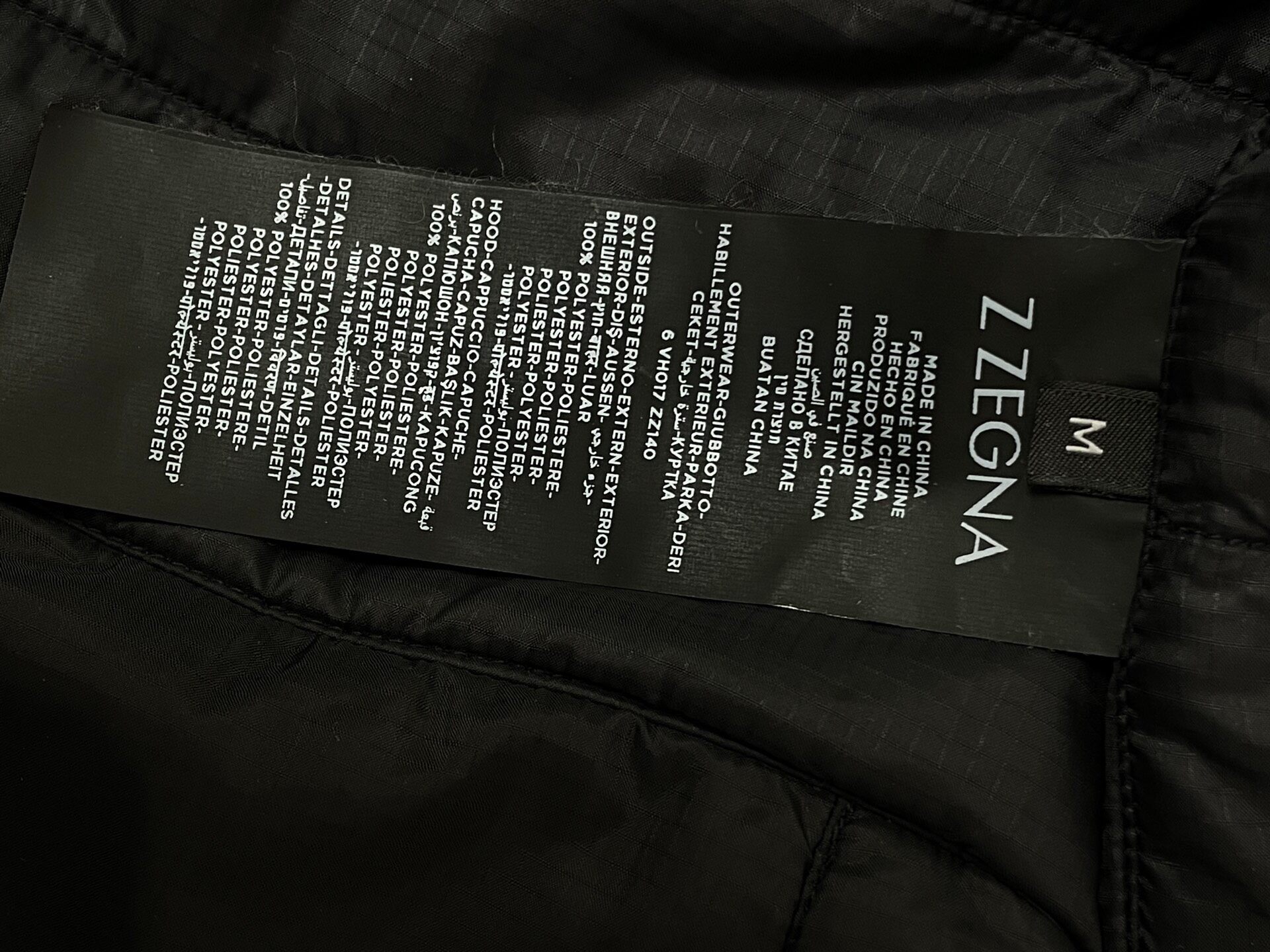 Zegna Black Winter Technical Jacket — label