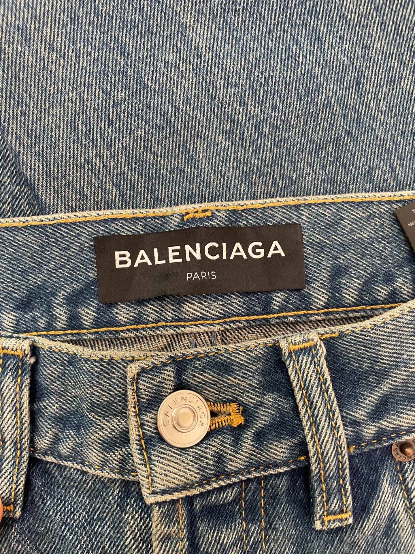 Balenciaga Straight Leg Distressed Jeans — detail