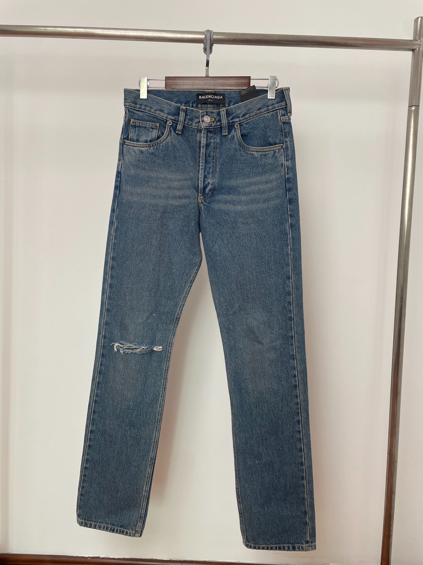 Balenciaga Straight Leg Distressed Jeans