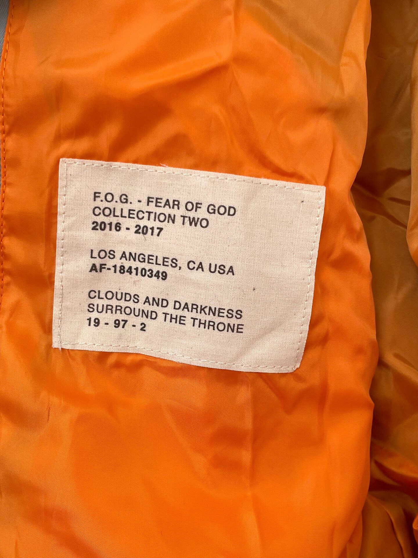 Fear of God 4th Silver Bomber Jacket — back